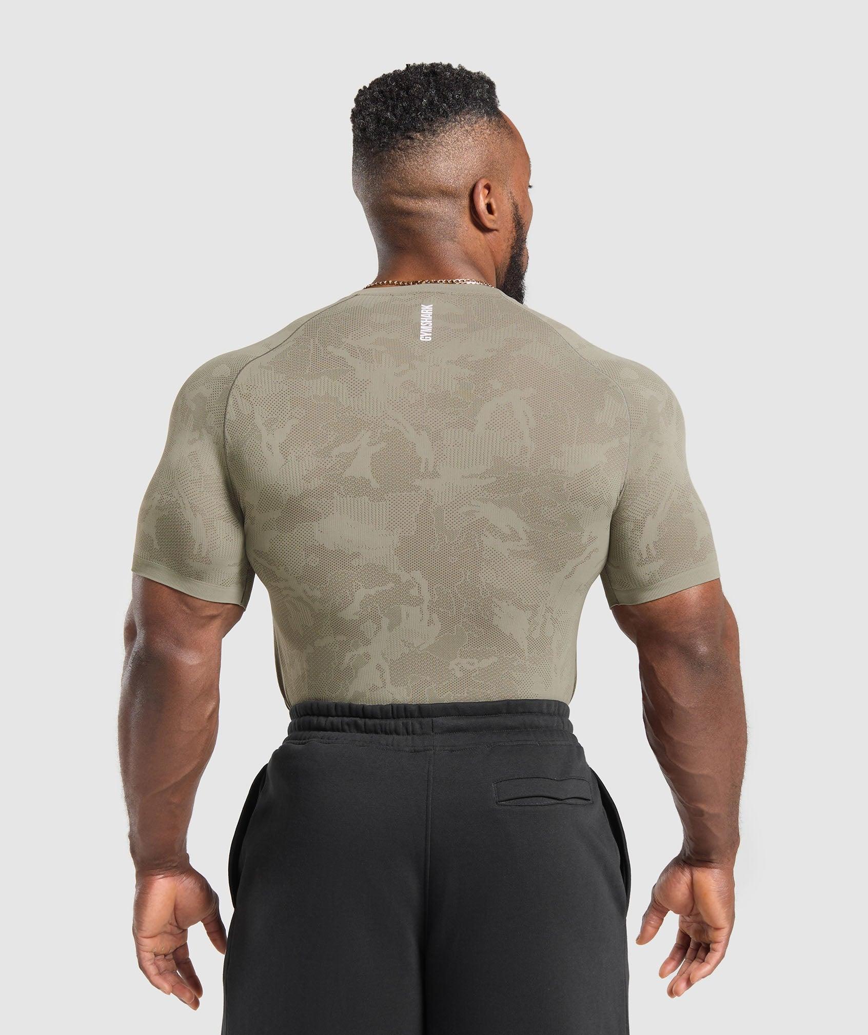 Gymshark Geo Seamless T-Shirt - Linen Brown/Camo Brown Male Product Image