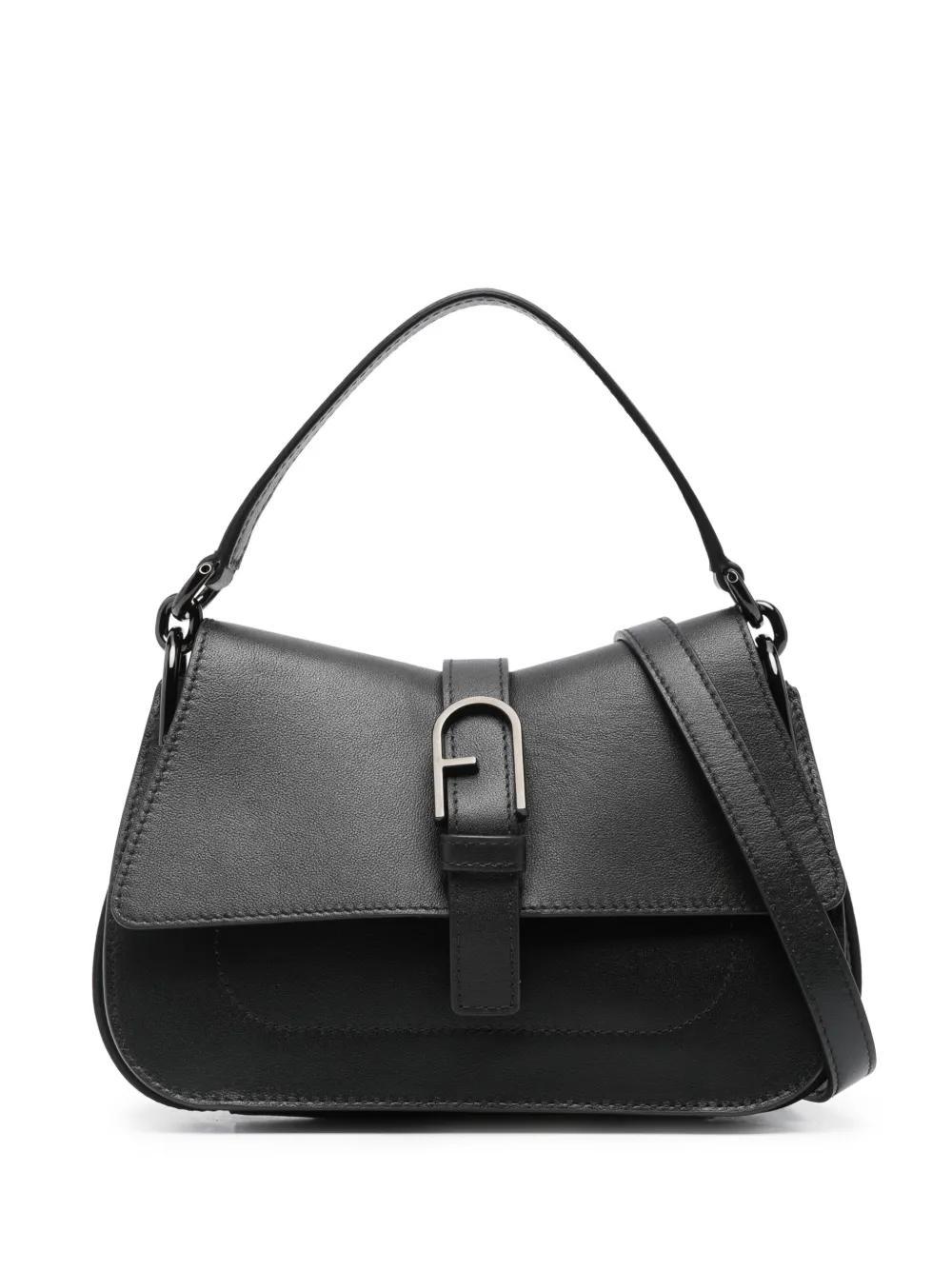 FURLA Mini Flow Leather Shoulder Bag In Black Product Image