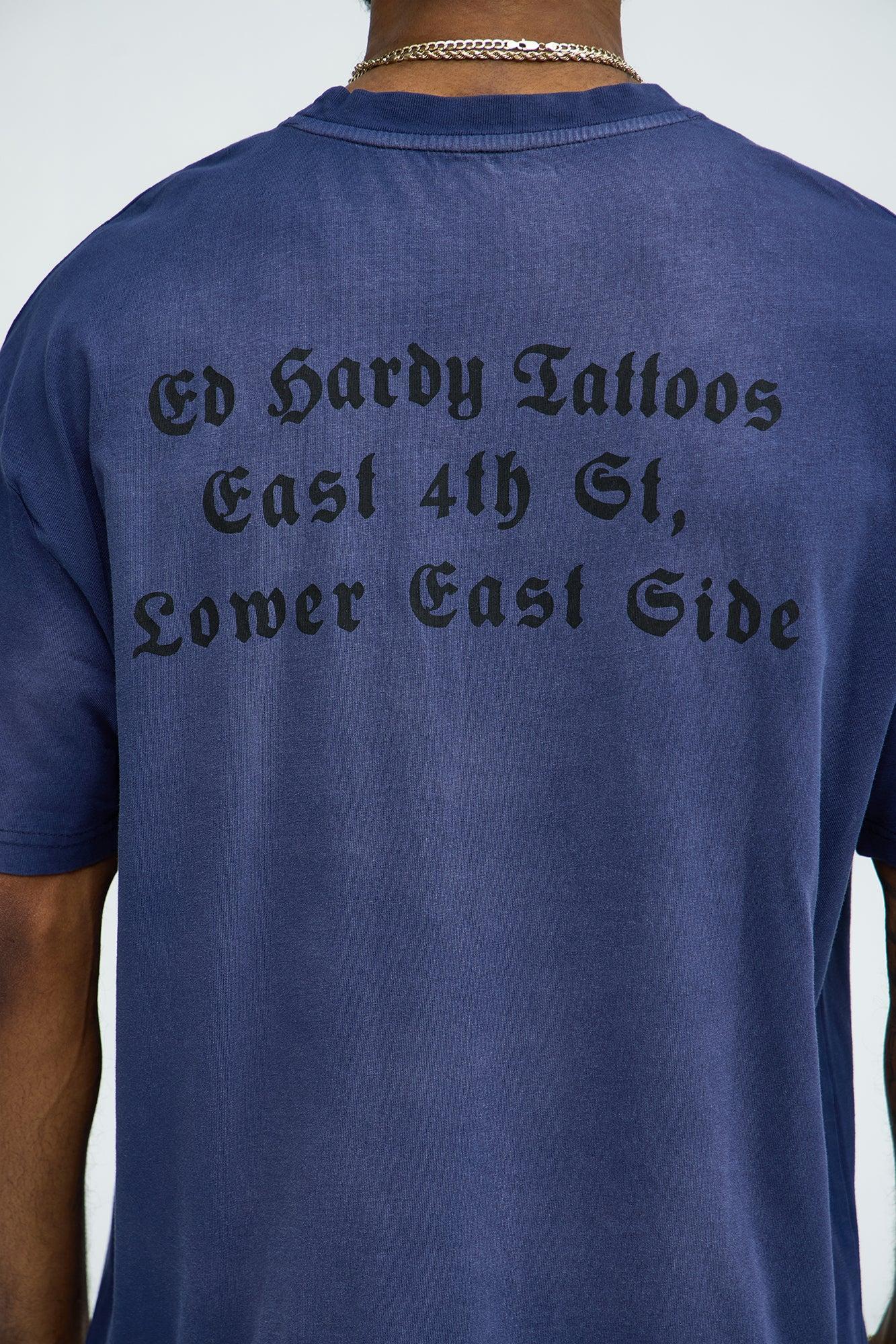 Ed Hardy Dragon Tattoo Oversized Short Sleeve Tee - Navy Product Image