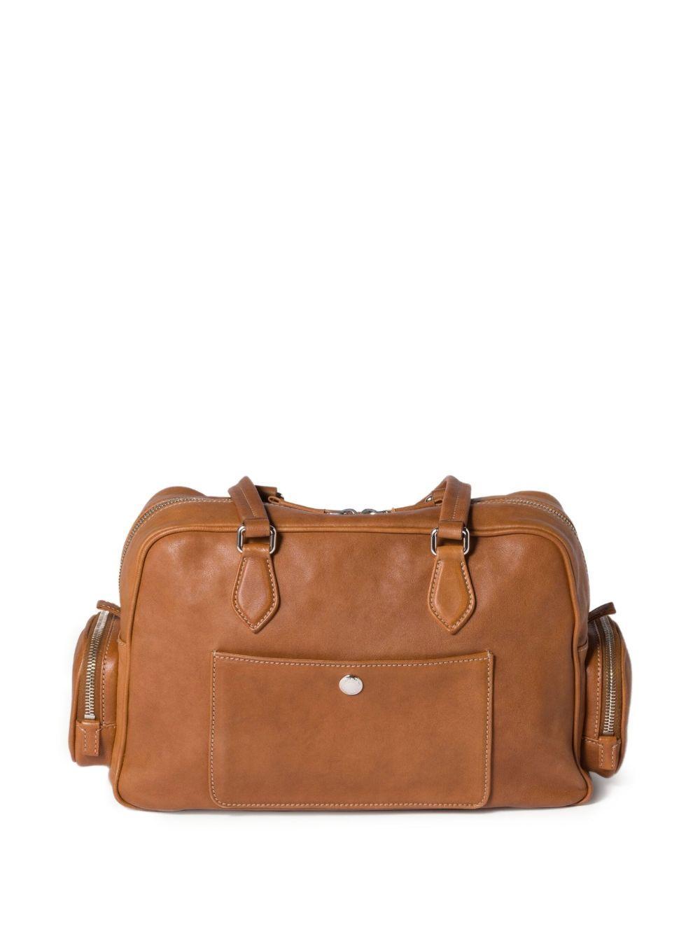 Pocket leather zipped tote bag Product Image