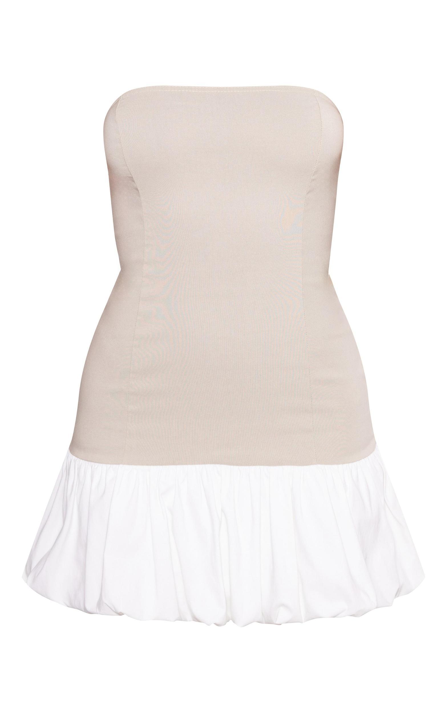 Stone Bandeau Puff Hem Mini Dress Product Image