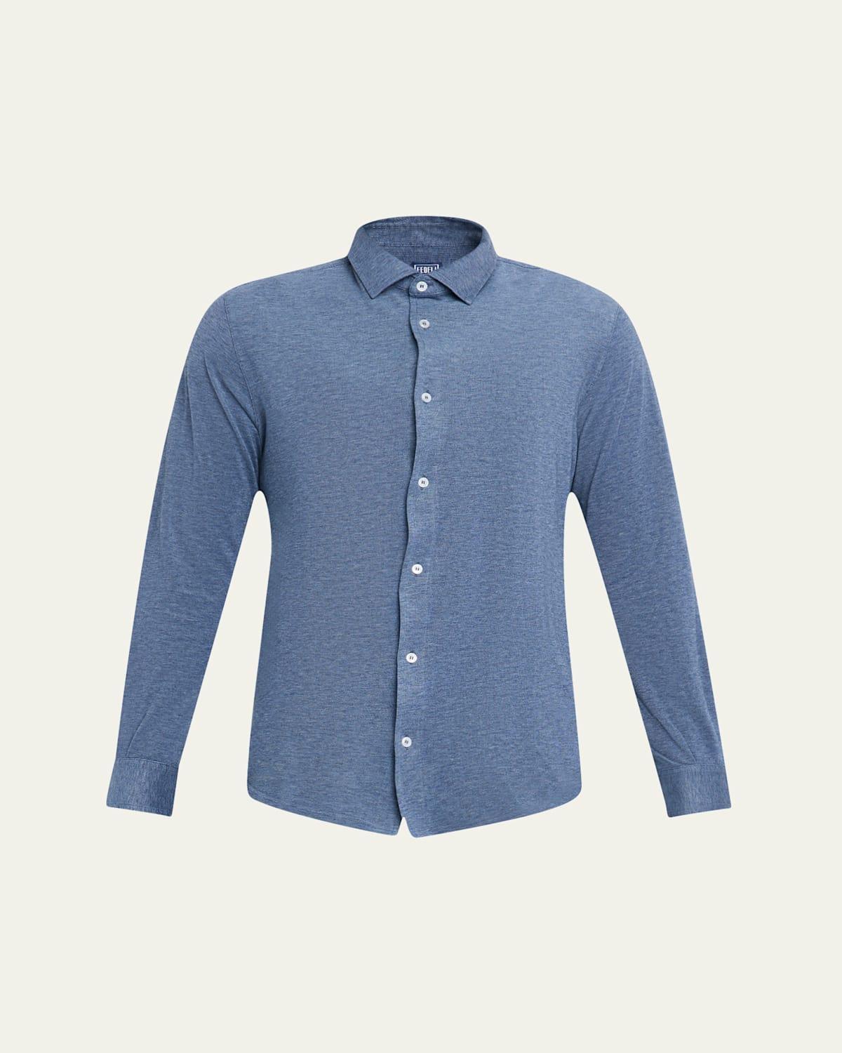 Mens Heathered Pique Sport Shirt Product Image