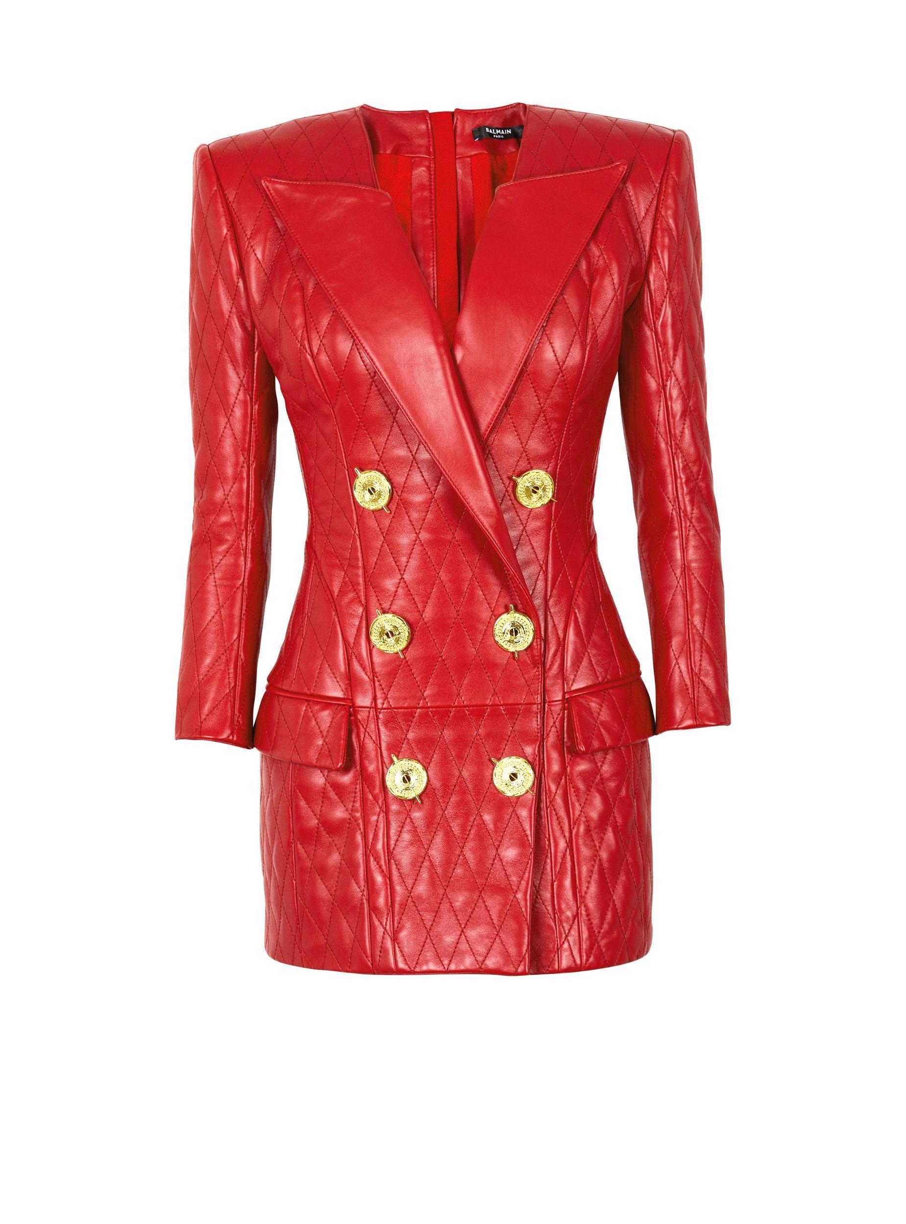 Short quilted leather dress Product Image