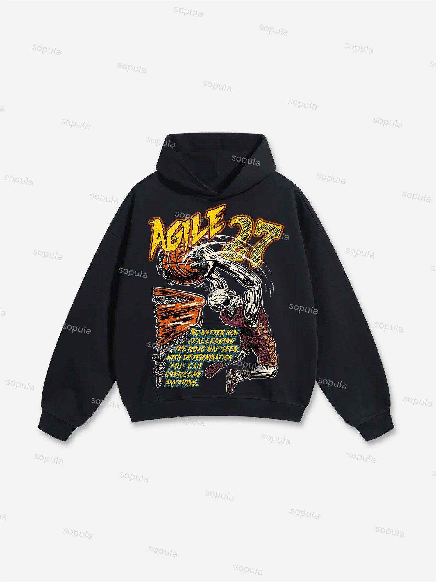 Shooting Basketball Graphic Print Cotton Hoodie Product Image