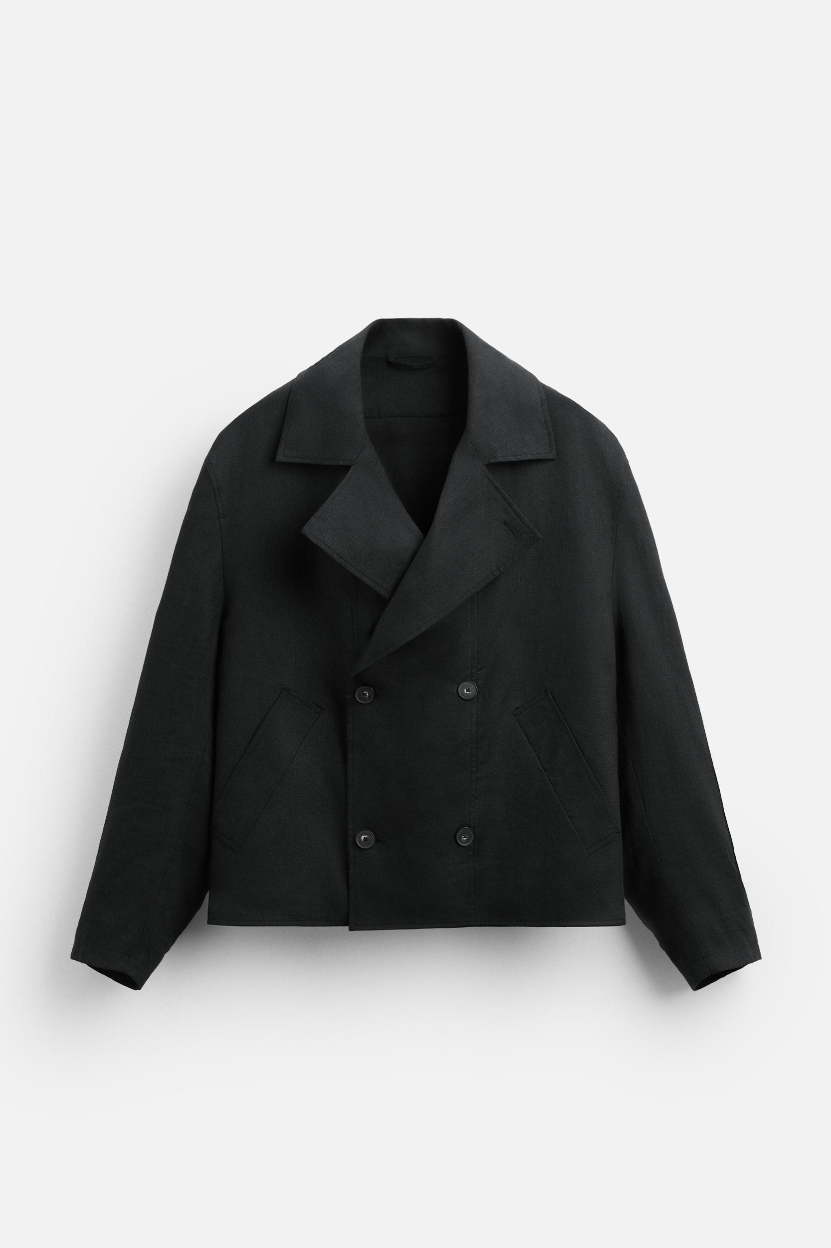 100% LINEN SHORT TRENCH COAT Product Image