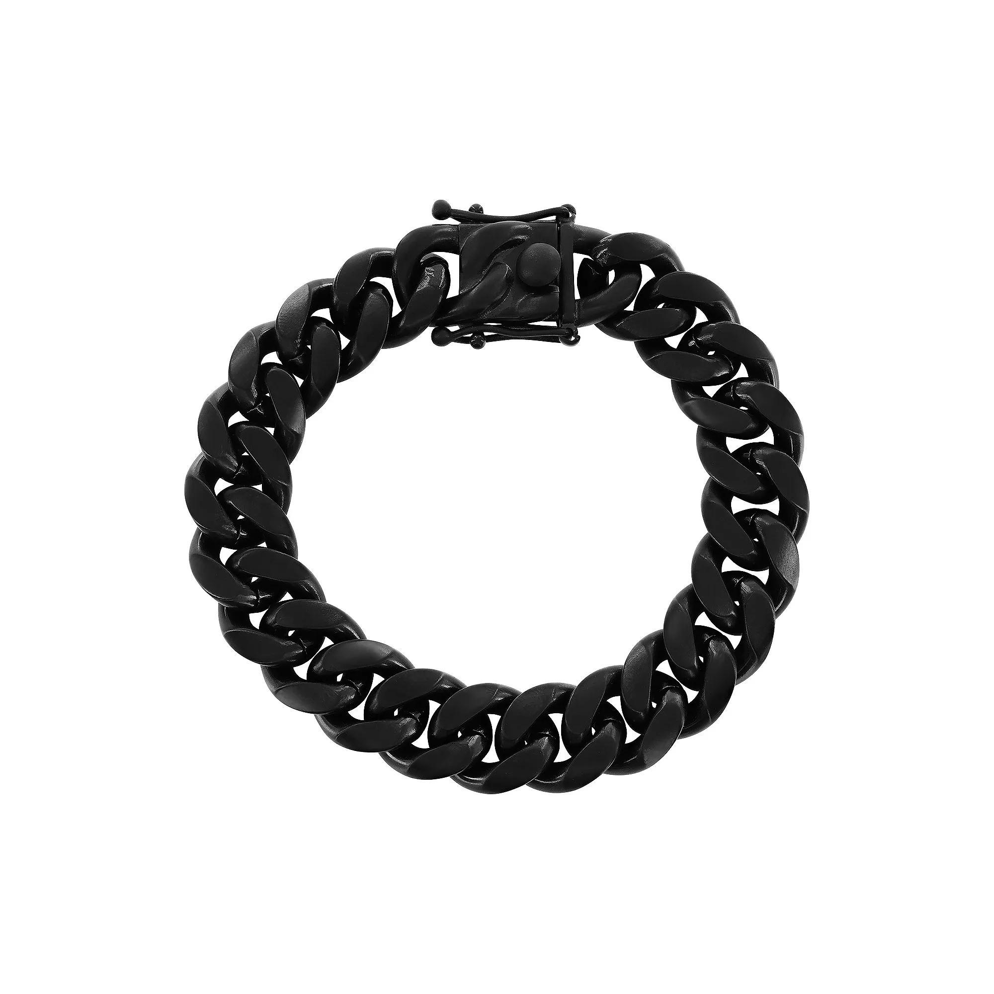 Metallo Stainless Steel 14mm Miami Cuban Bracelet, Men's, Size: 8.5", Black Product Image