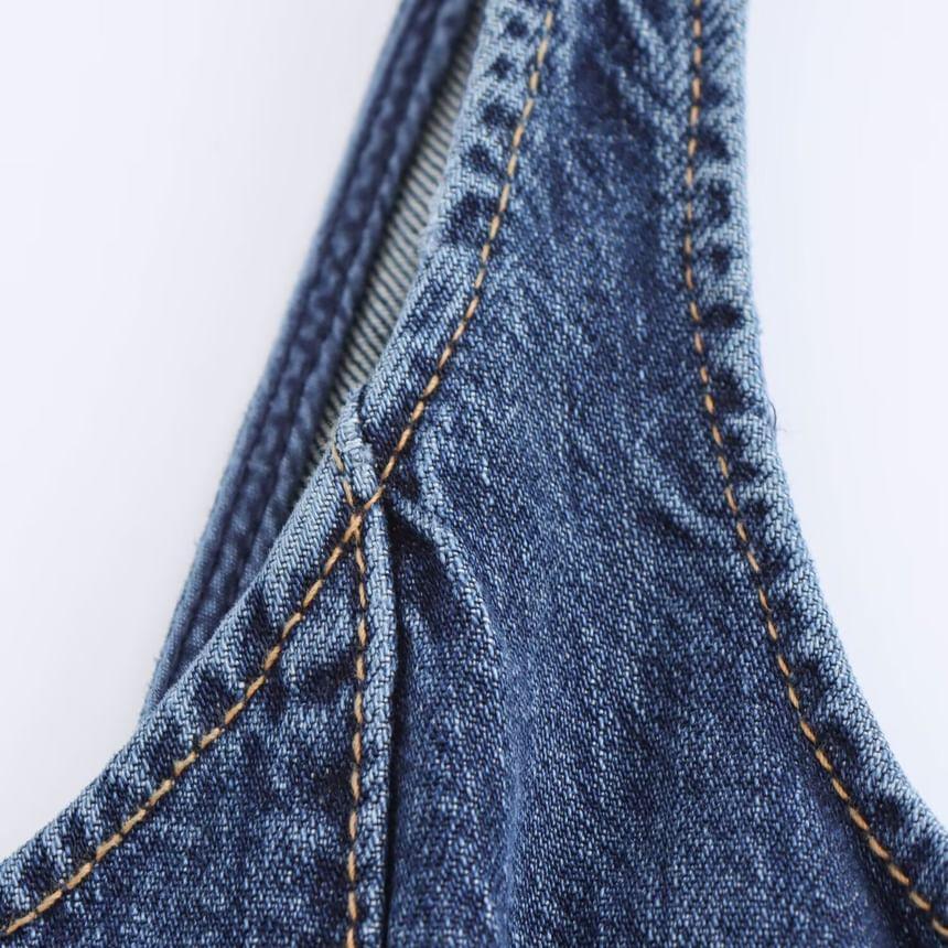 Sleeveless Denim Midi A-Line Dress Product Image