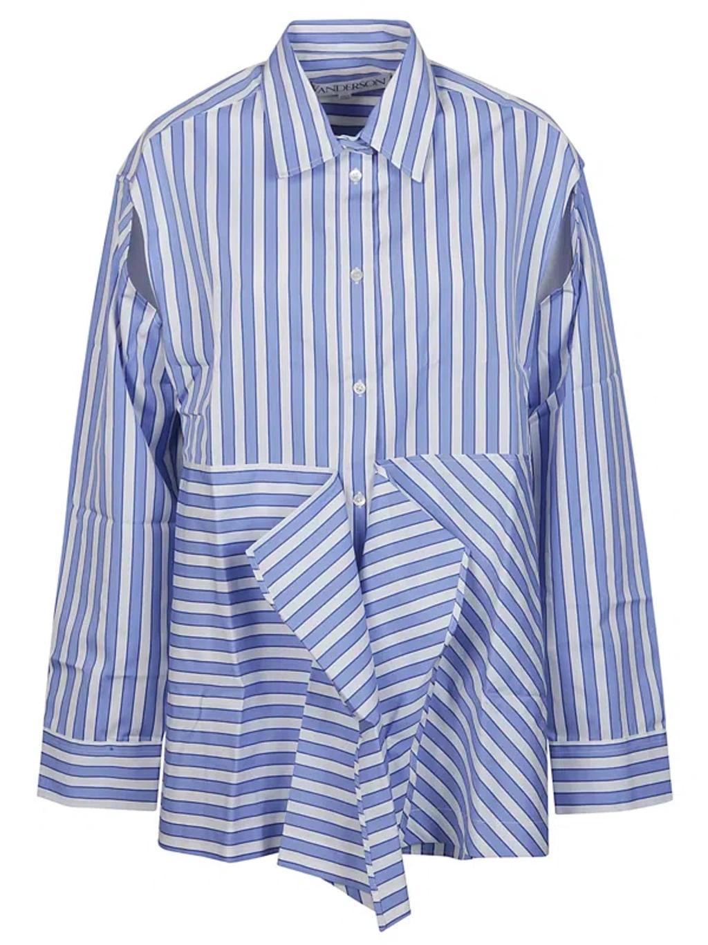 JW ANDERSON J.w. Anderson Peplum Drape Shirt In Blue/white Product Image