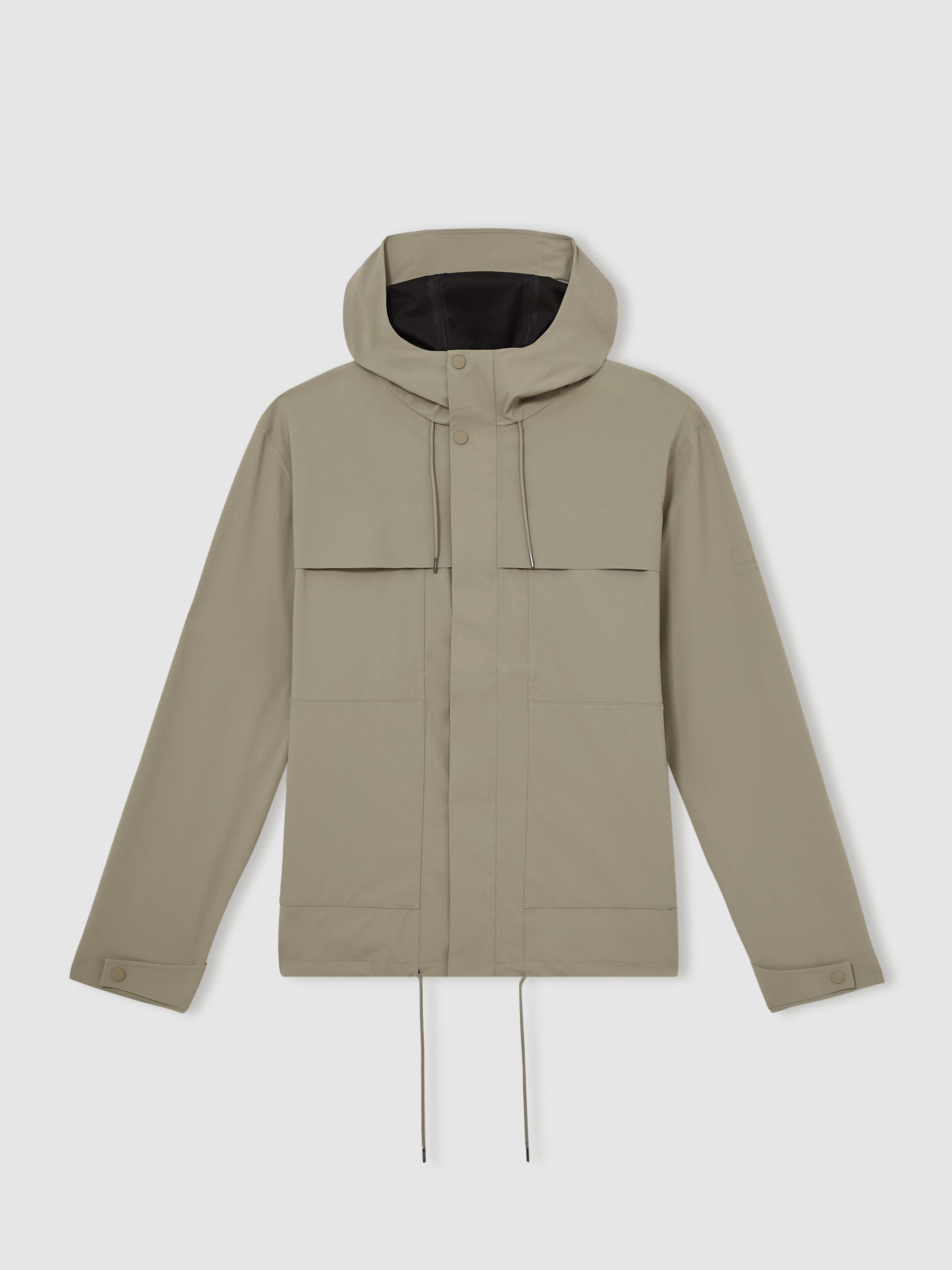 Rains Hardshell Cargo Jacket in Drift Green Product Image