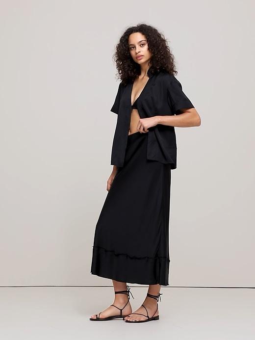 Satin Long Midi Skirt Product Image
