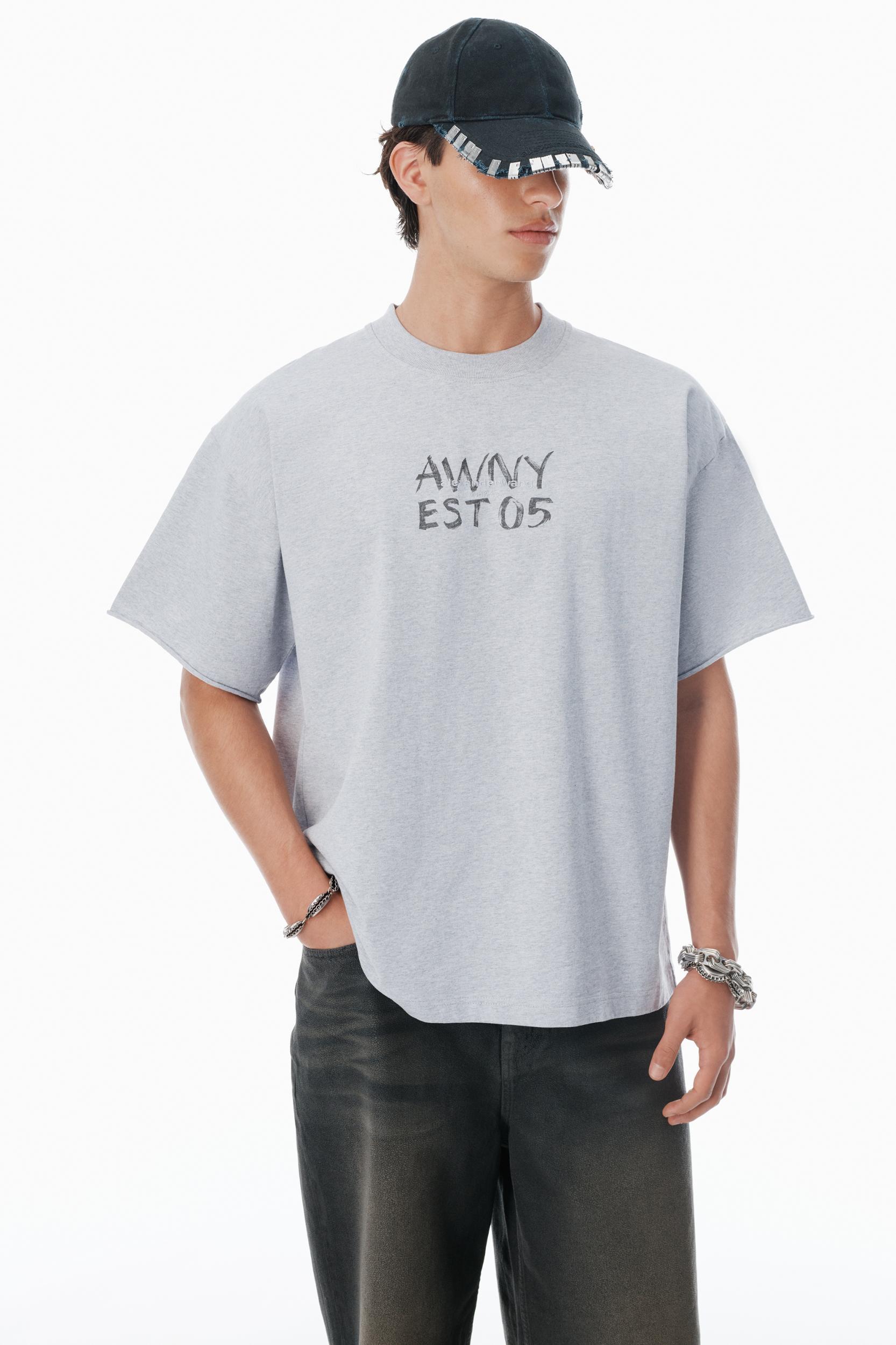Light Grey Cotton Boxy Logo T-shirt Product Image