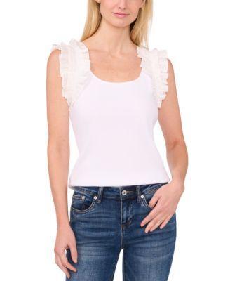 CeCe Ruffle Rib Tank (Bright Rose) Women's Clothing Product Image