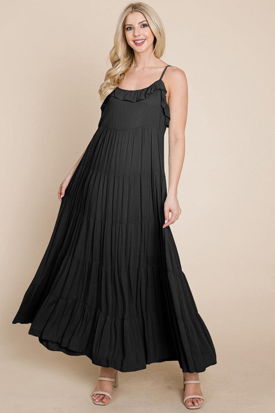 Tiered Tie Strap Cami Maxi Dress Product Image