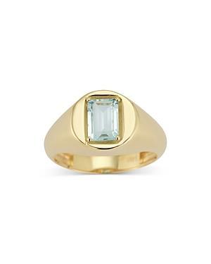 Alberto Amati 14K Yellow Gold Blue Topaz Signet Ring Product Image