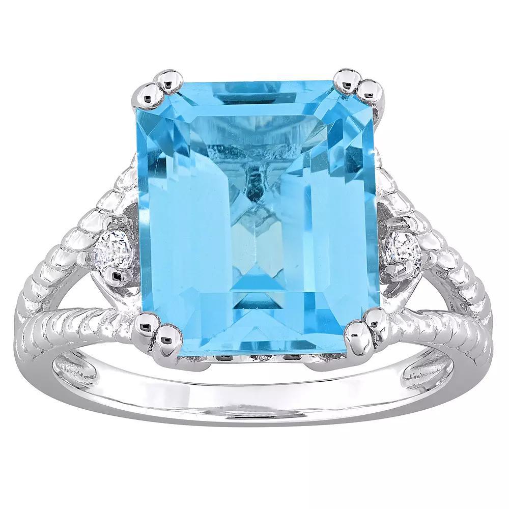 Stella Grace Sterling Silver Sky Blue Topaz & White Topaz Cocktail Ring, Women's, Size: 7.50 Product Image