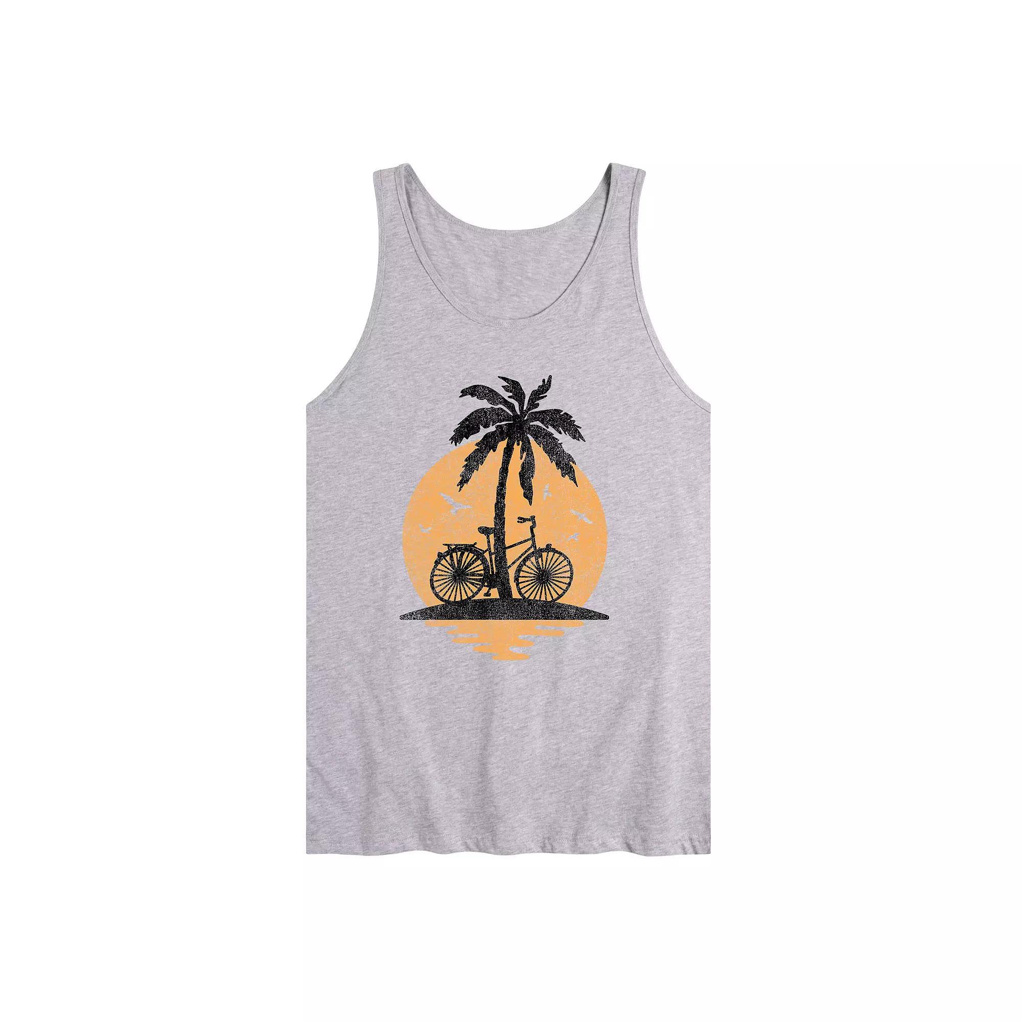 Mens Sunset Palm Tree Bike Graphic Tank Top Product Image