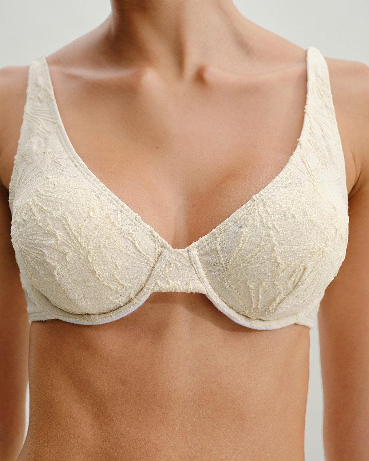 Beige Jacquard Underwire Bikini Set Product Image
