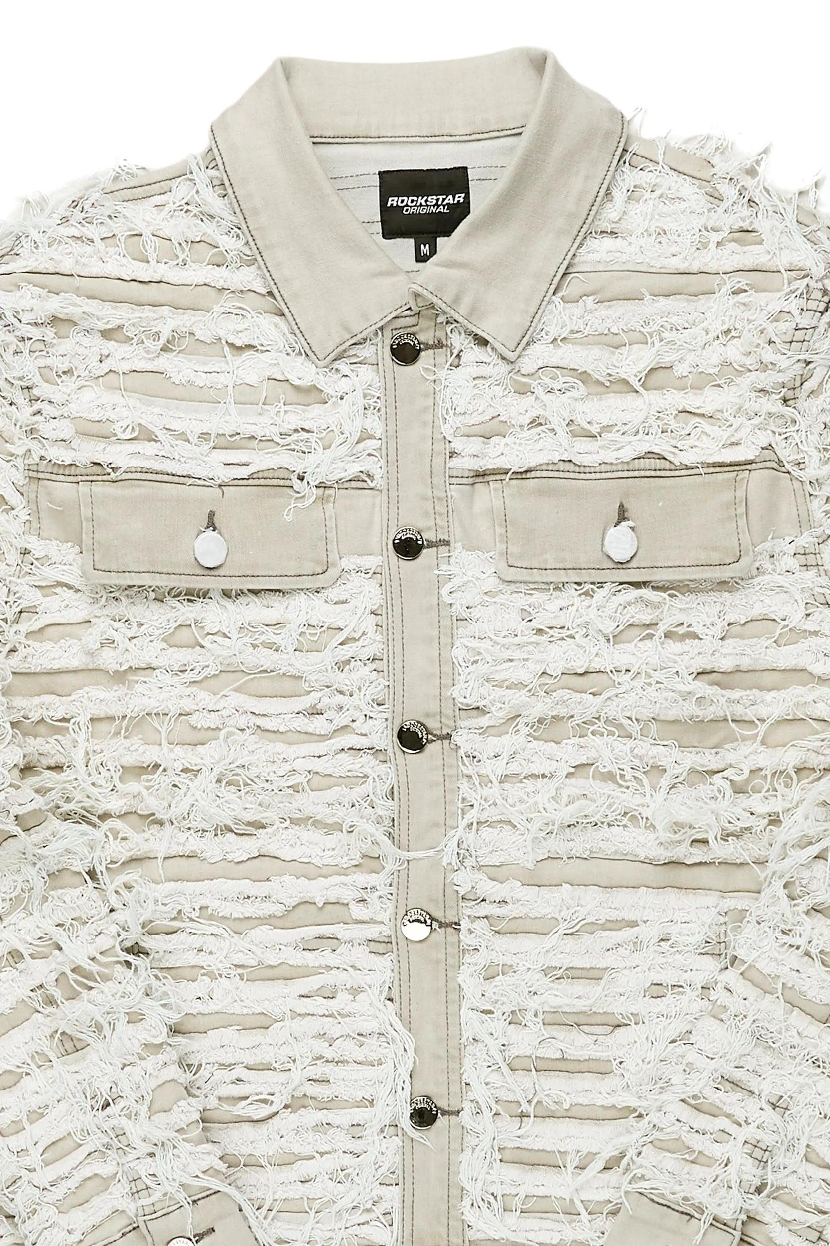 Ayan Grey Distressed Denim Jacket Male Product Image