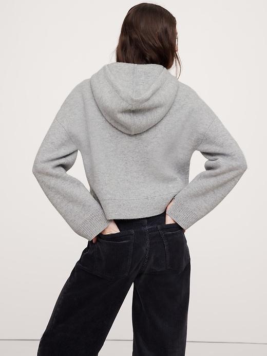 Double-Faced Cashmere Cropped Sweater Hoodie Product Image