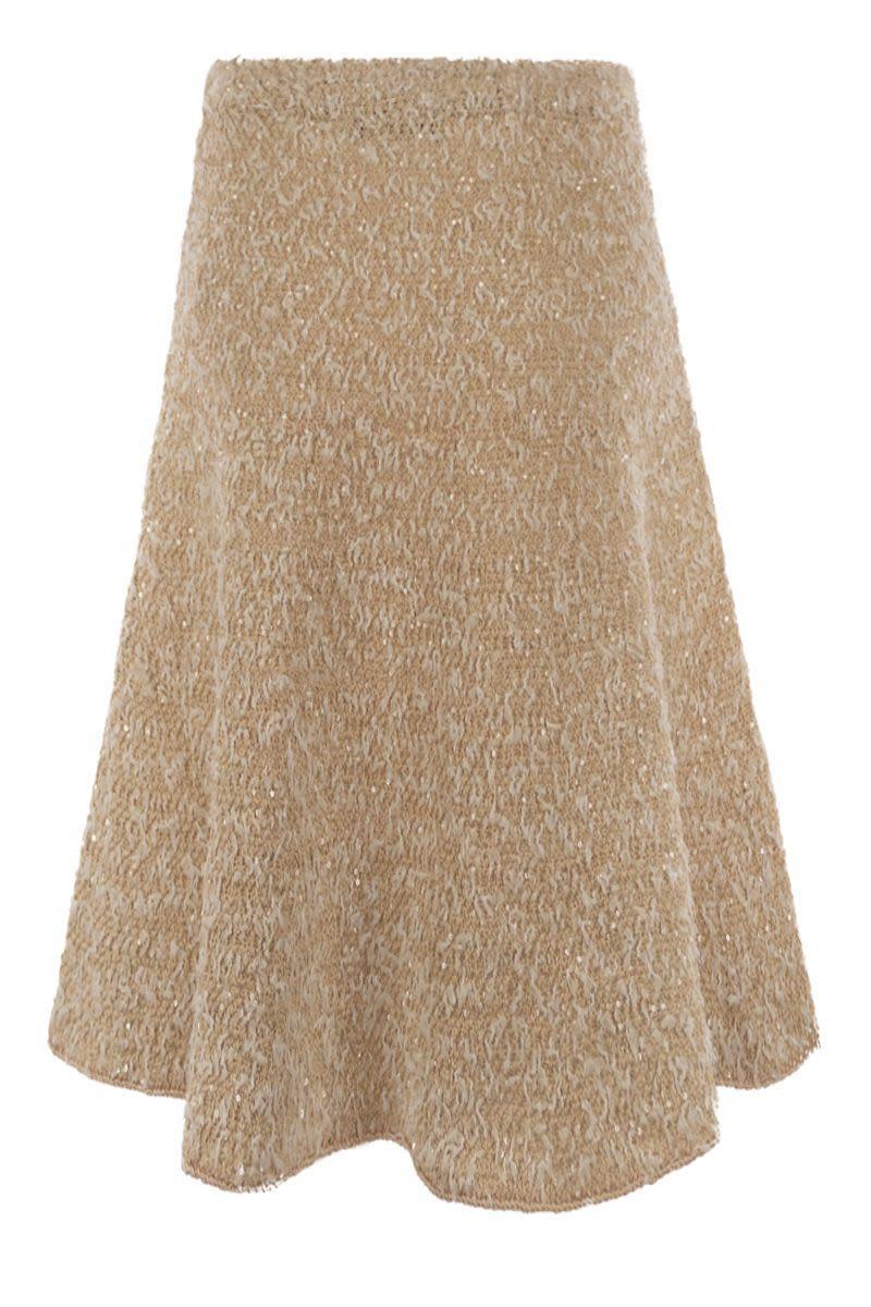 FABIANA FILIPPI Tweed Effect Flared Skirt In Beige Product Image