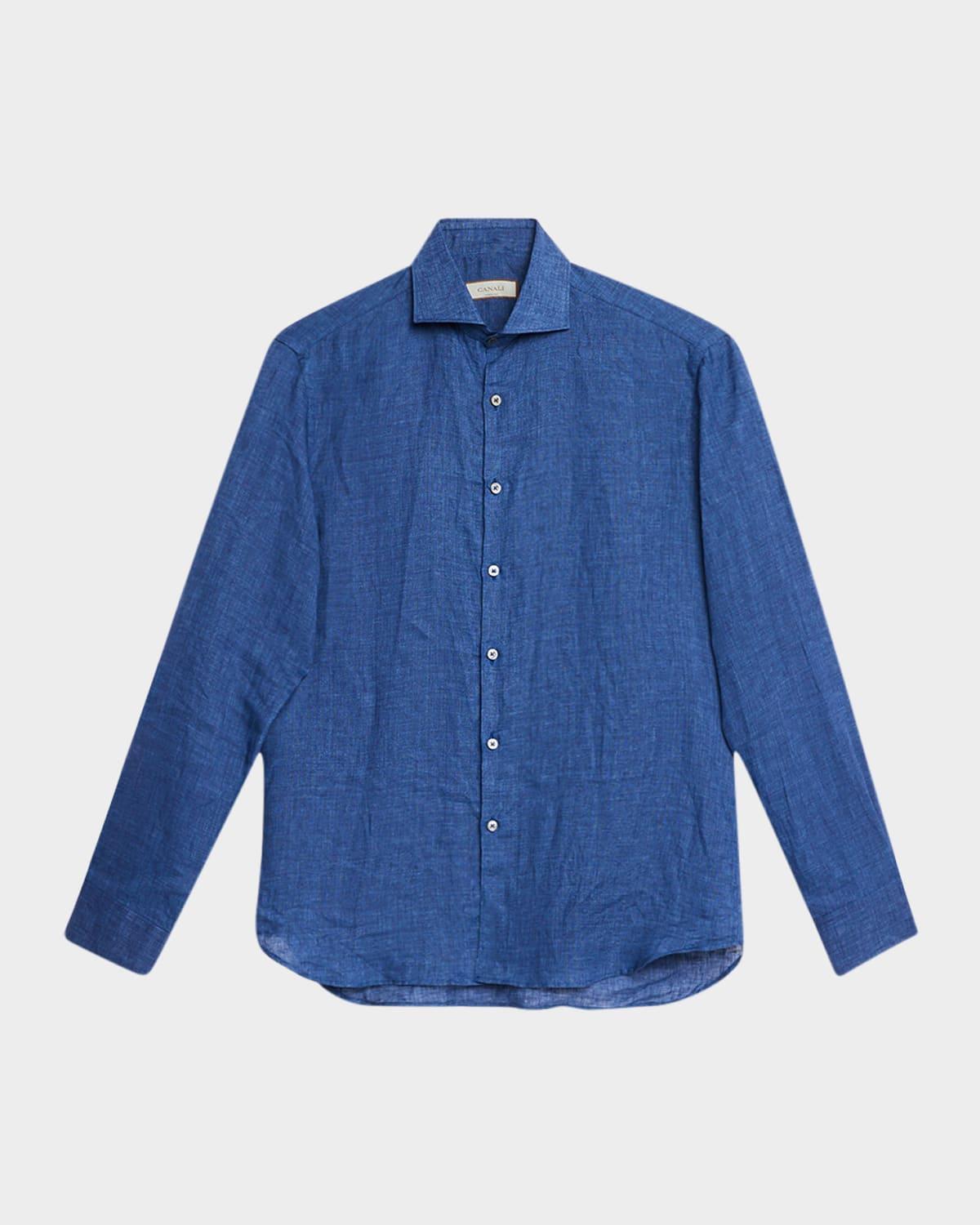 Mens Linen Casual Button-Down Shirt Product Image