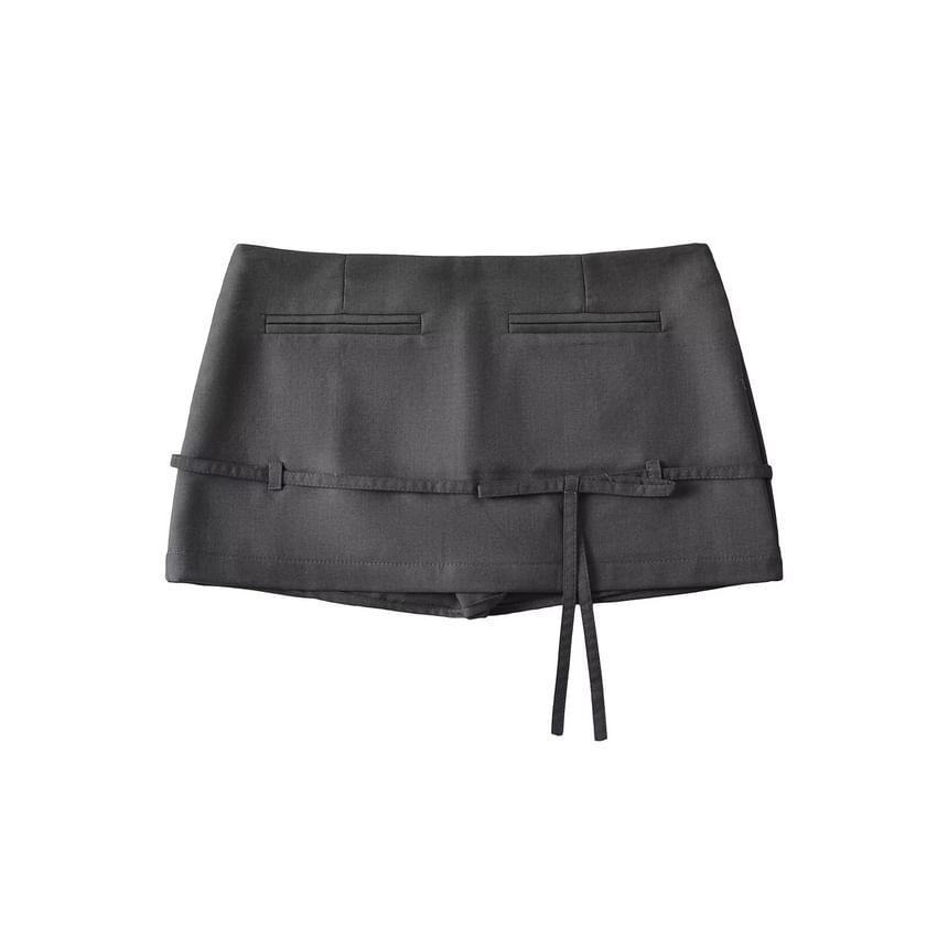 Low Rise Plain Bow Mini Skort Product Image