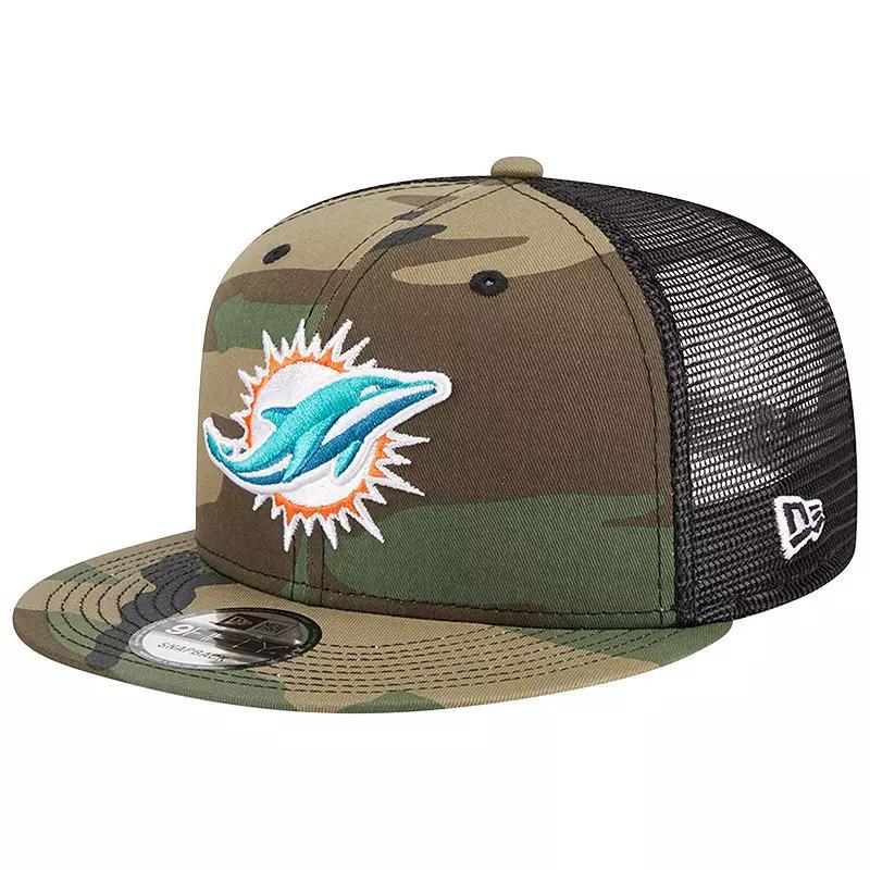 Men's New Era Camo Miami Dolphins  Main Trucker 9FIFTY Snapback Hat, Green Product Image