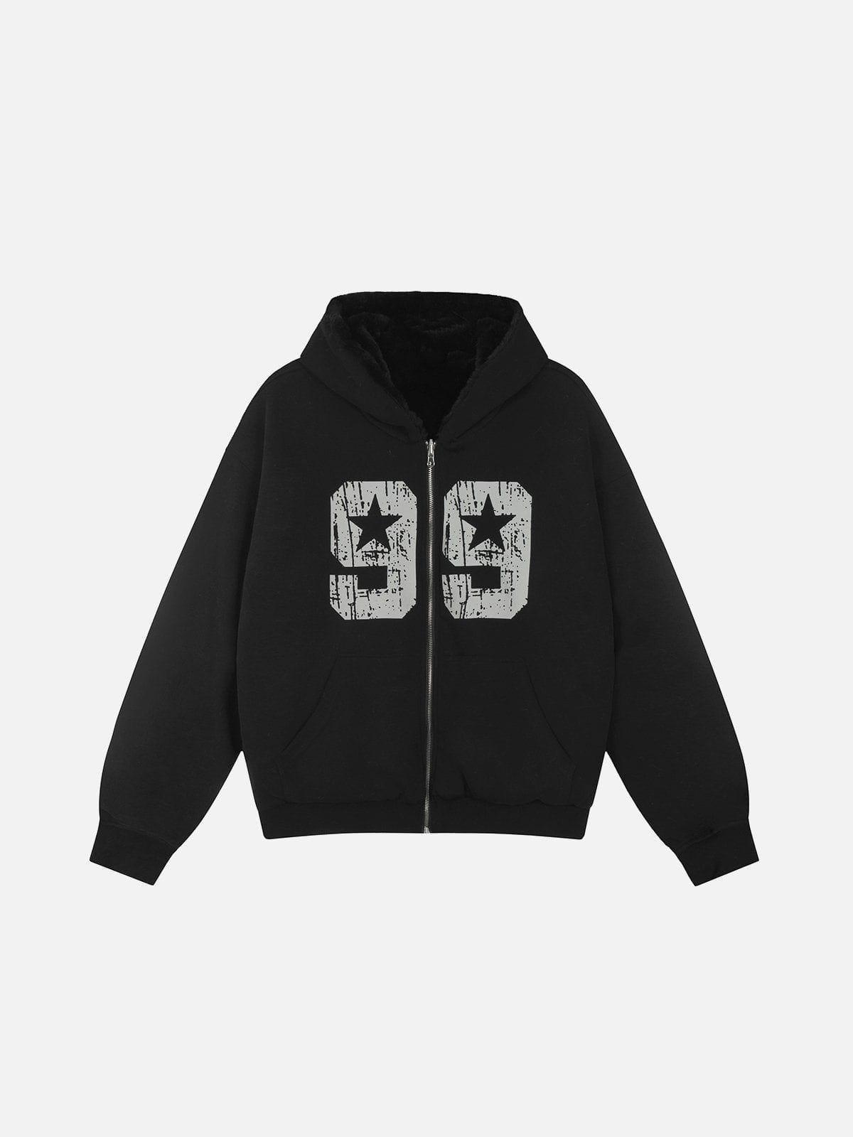 Aelfric Eden Number Print Reversible Zip Up Hoodie Product Image