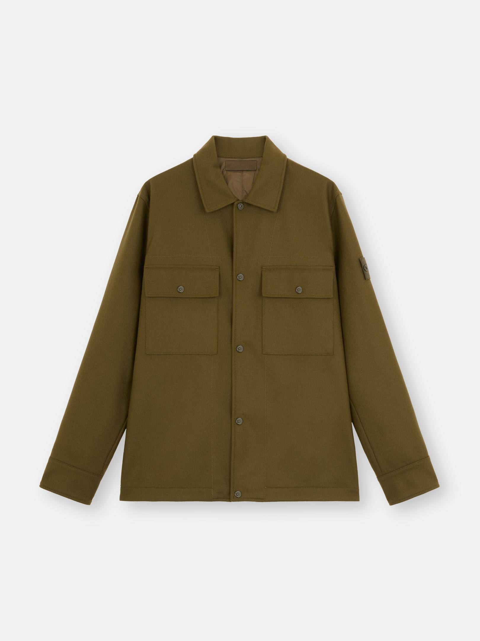 STONE ISLAND 120f4 Wool Nylon Flannel  Ghost Piece In Military Green Product Image