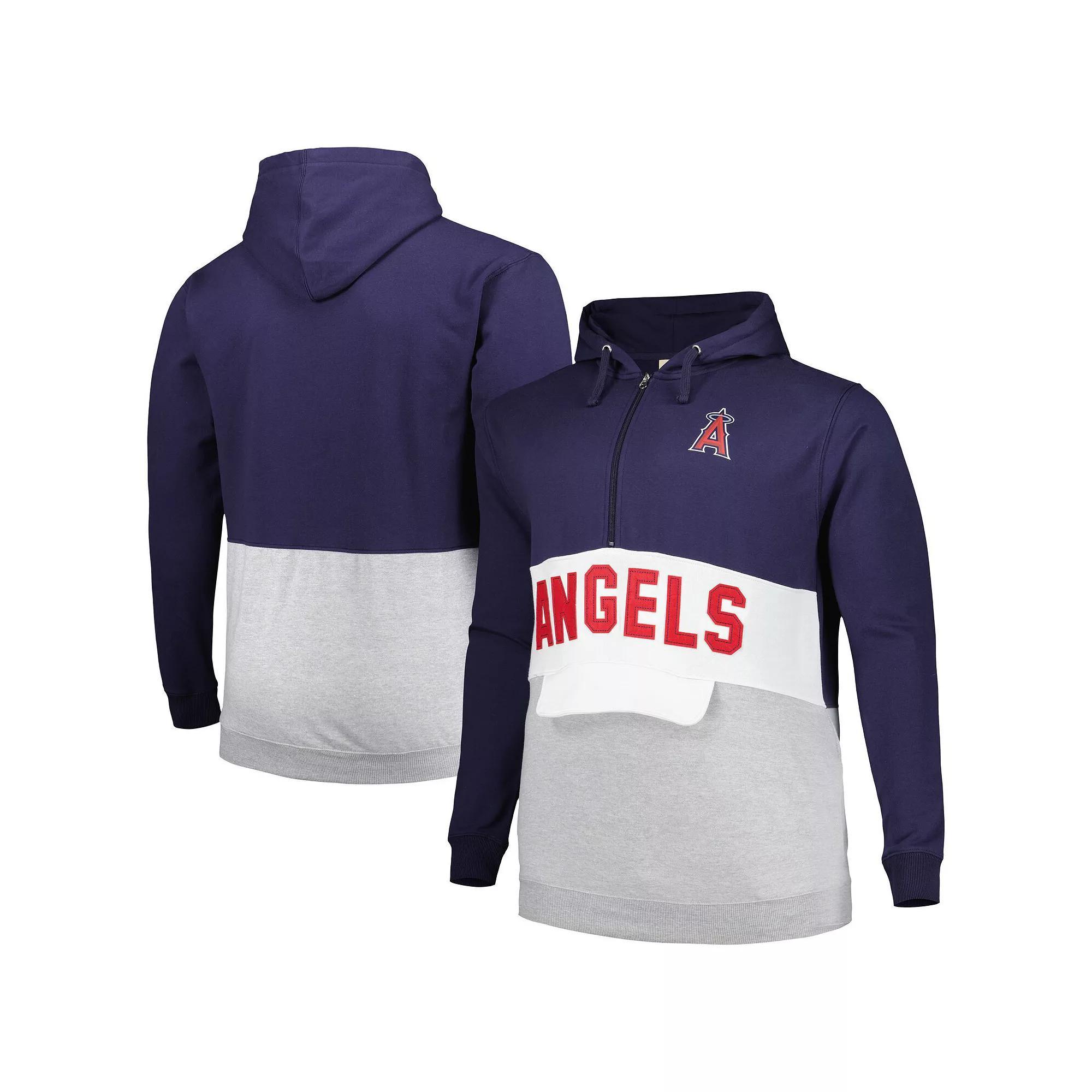 Men's Navy/White Los Angeles Angels Big & Tall Fleece Half-Zip Hoodie, Size: 5XB, Blue Product Image
