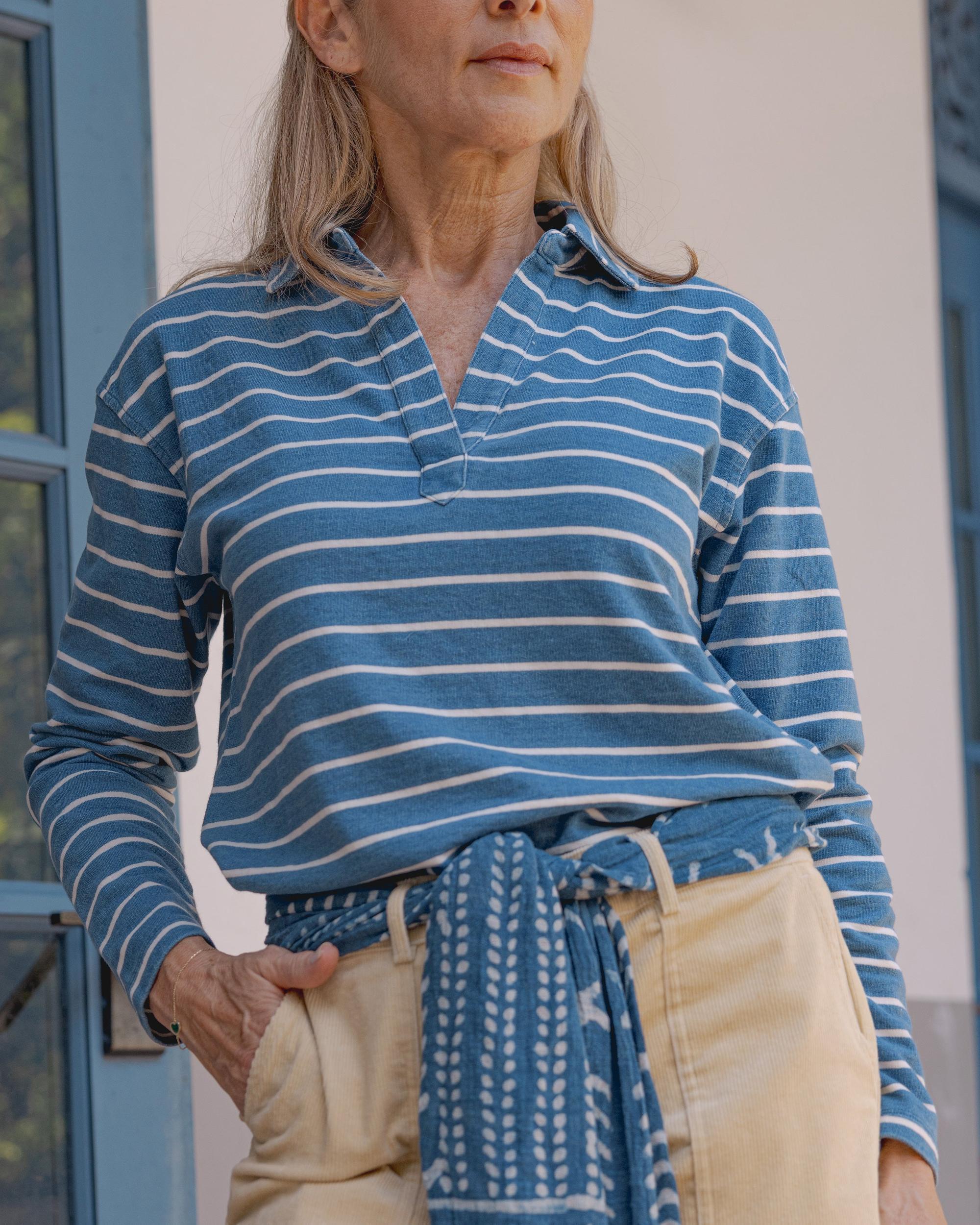 Indigo Inlet Pullover in ¾” Indigo/White Stripe Product Image