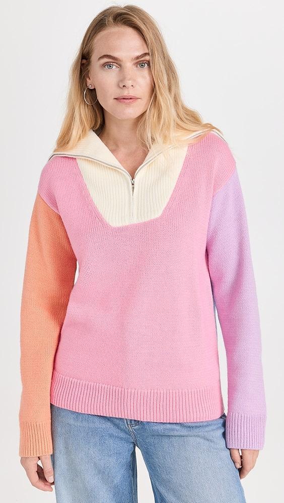 English Factory Colorblock Zip  Pullover Sweater | Shopbop Product Image