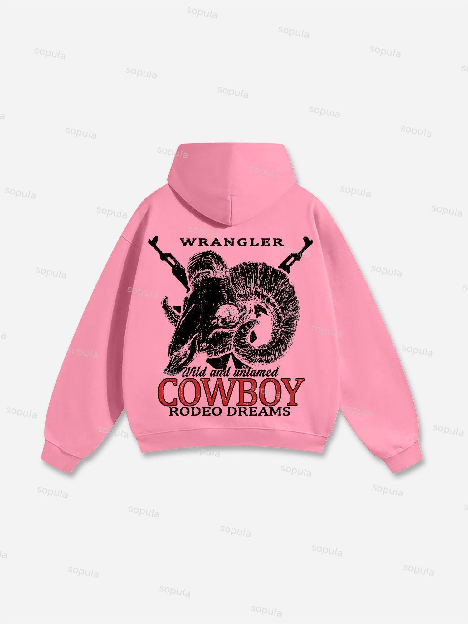 Western Skull Cowboy Graphic Hoodie Product Image