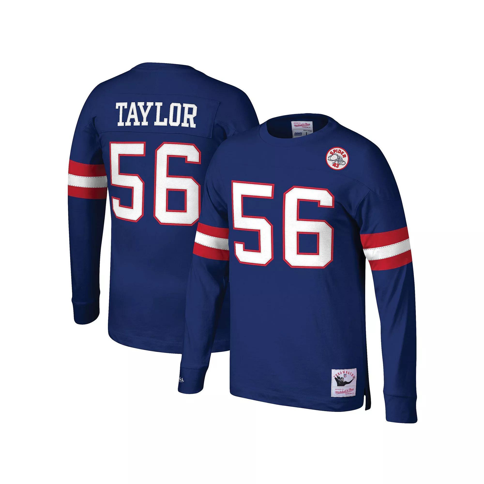 Men's Mitchell & Ness Lawrence Taylor Royal New York Giants Throwback Retired Player Name & Number Long Sleeve Top, Size: Medium, Blue Product Image