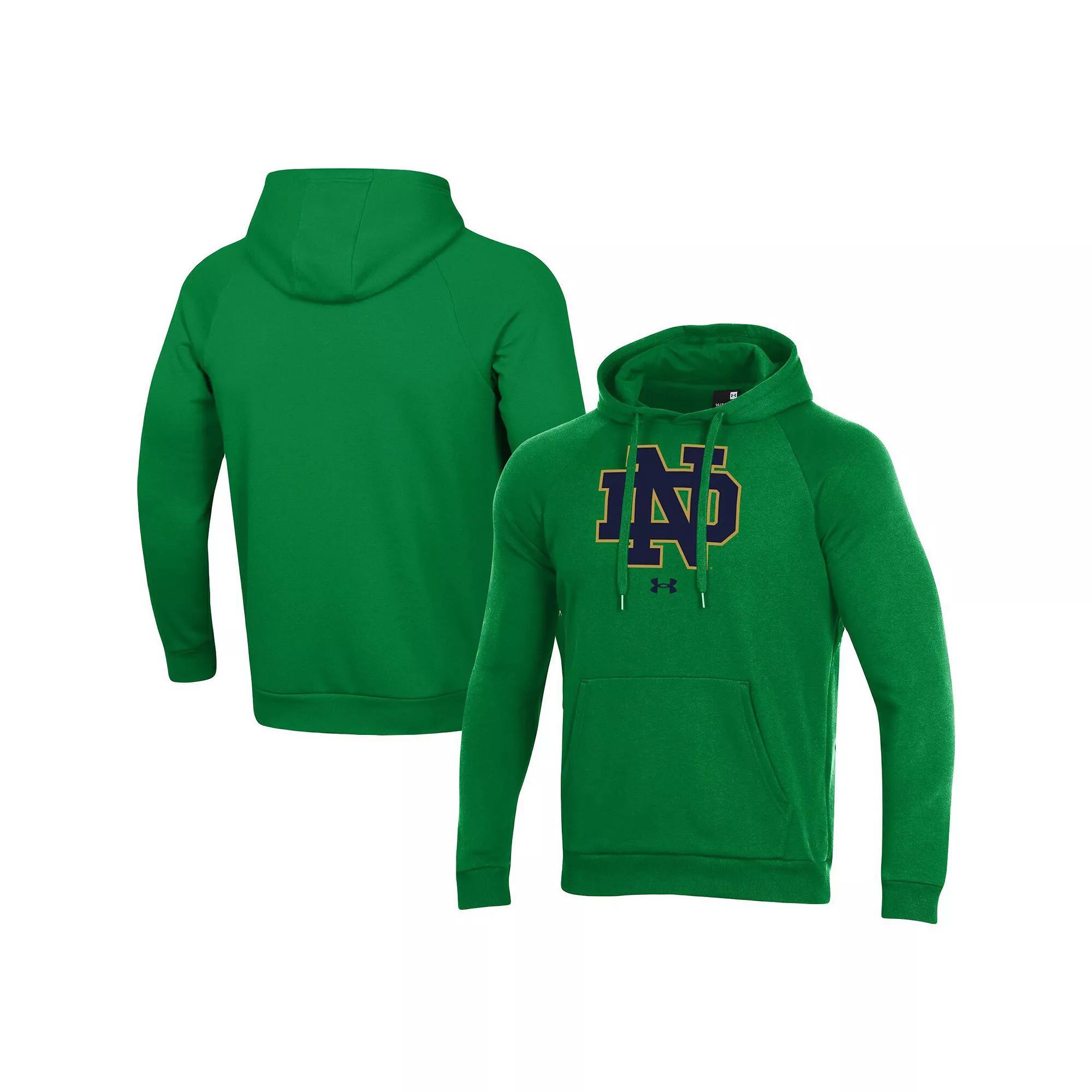 Men's Under Armour Green Notre Dame Fighting Irish Primary School Logo All Day Raglan Pullover Hoodie, Size: 2XL Product Image