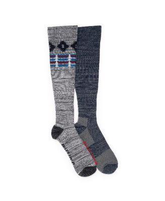 Men's MUK LUKS 2-Pack Tall Compression Socks, Medium Gray Blue Silver Product Image