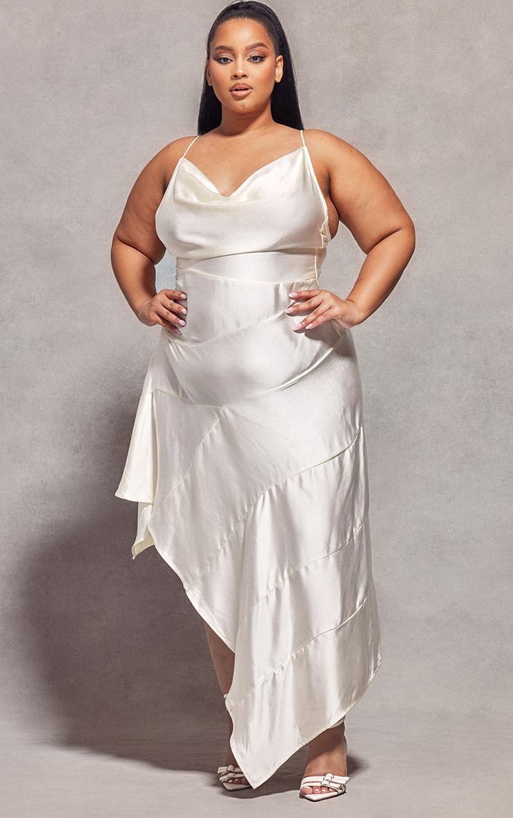 Plus White Tiered Skirt Strappy Midaxi Dress Product Image