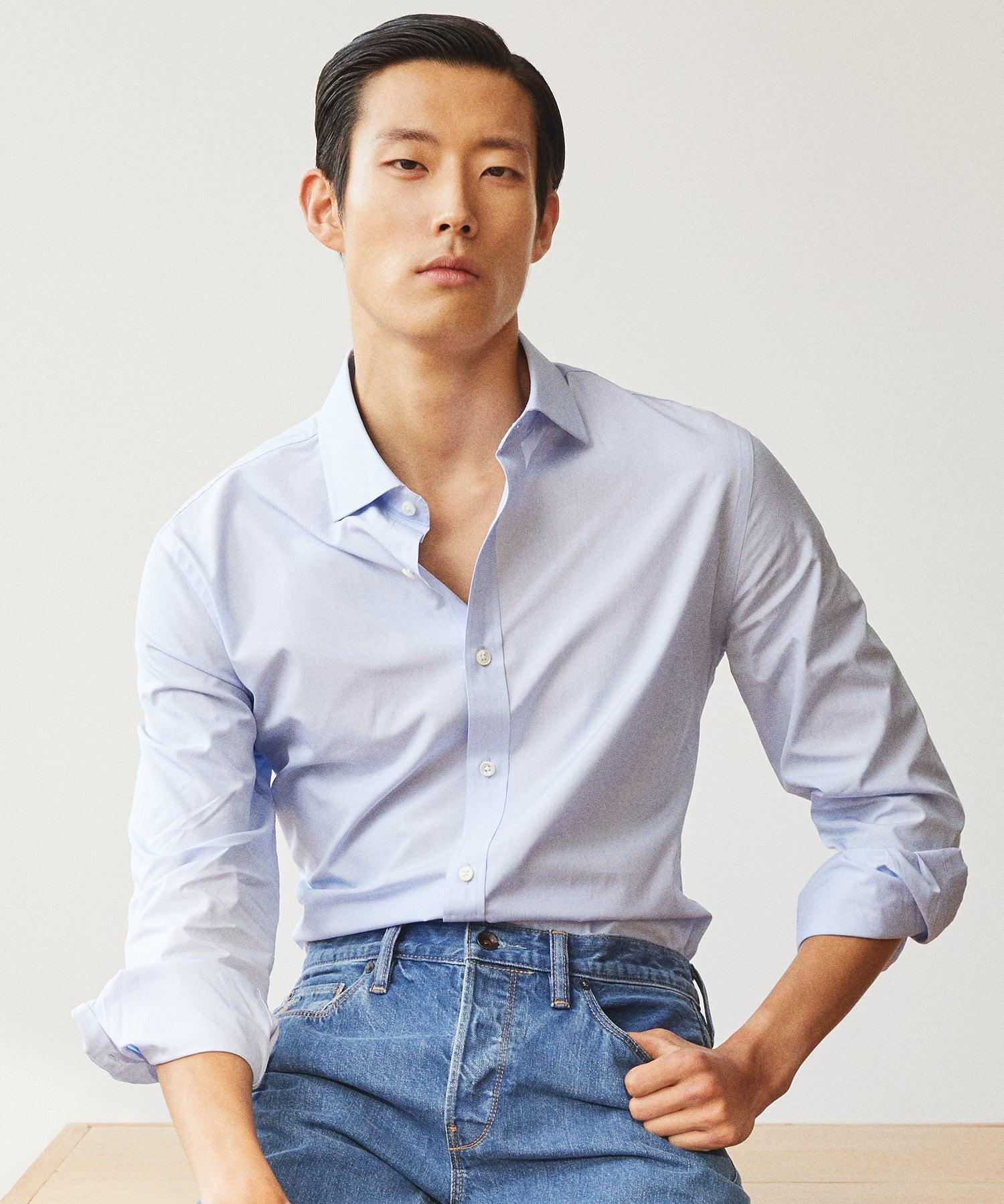 Cotton Poplin End on End Spread Collar Dress Shirt Product Image