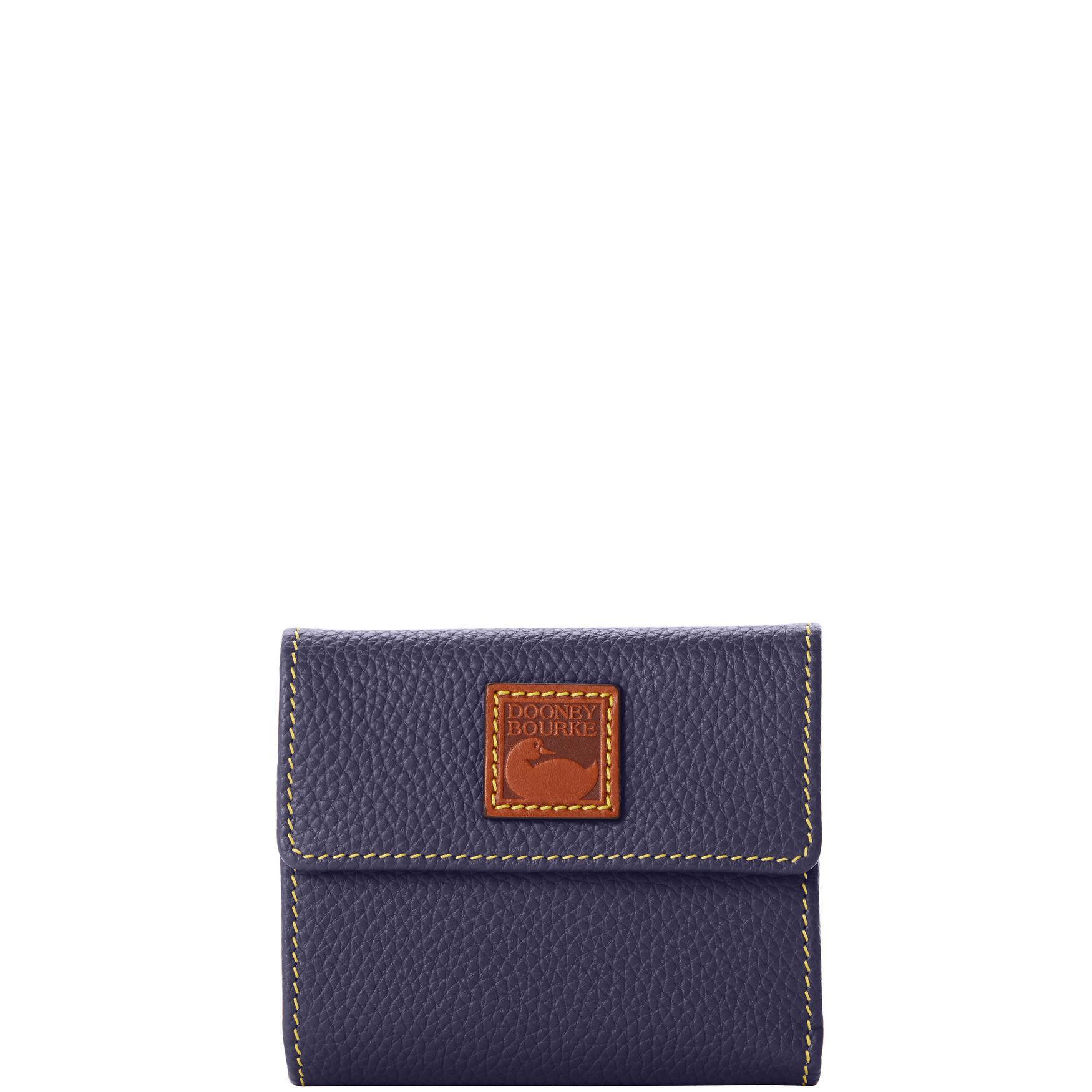 Dooney & Bourke Womens Pebble Grain Small Flap Credit Card Leather Wallet in Teal Product Image