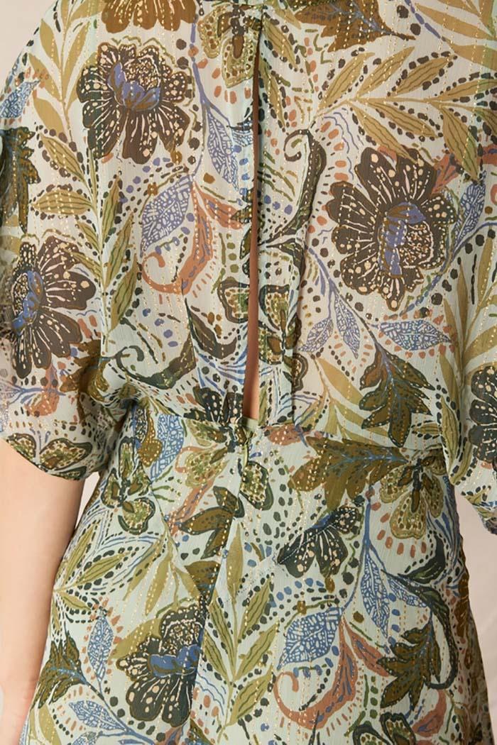 V-Neck Printed Gauze Maxi Dress Product Image