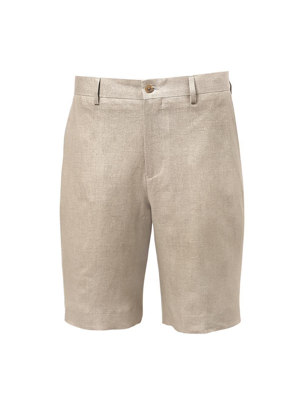 Linen Flat Front Shorts - Navy Product Image