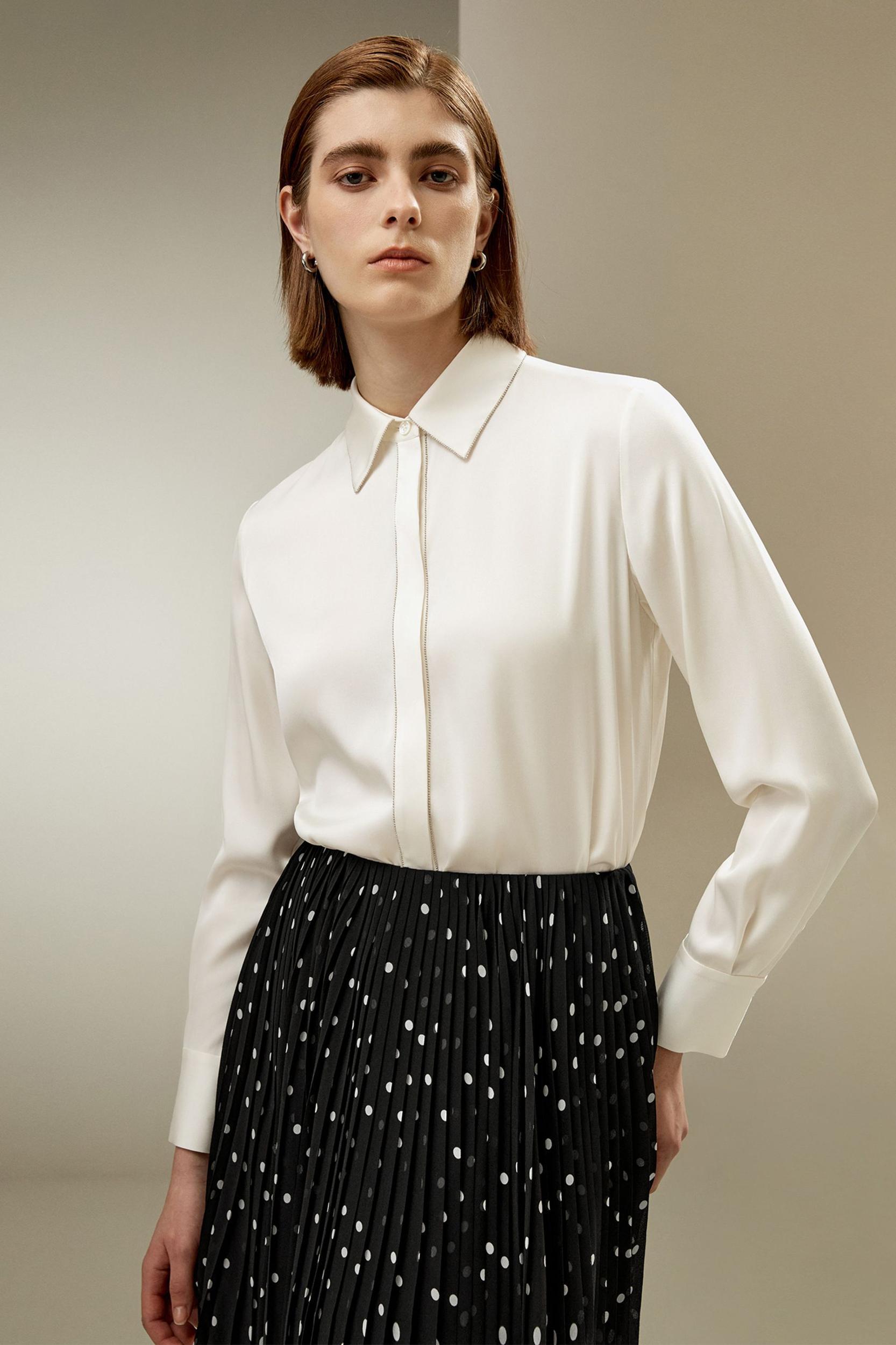 Beaded Chain Silk Shirt Product Image