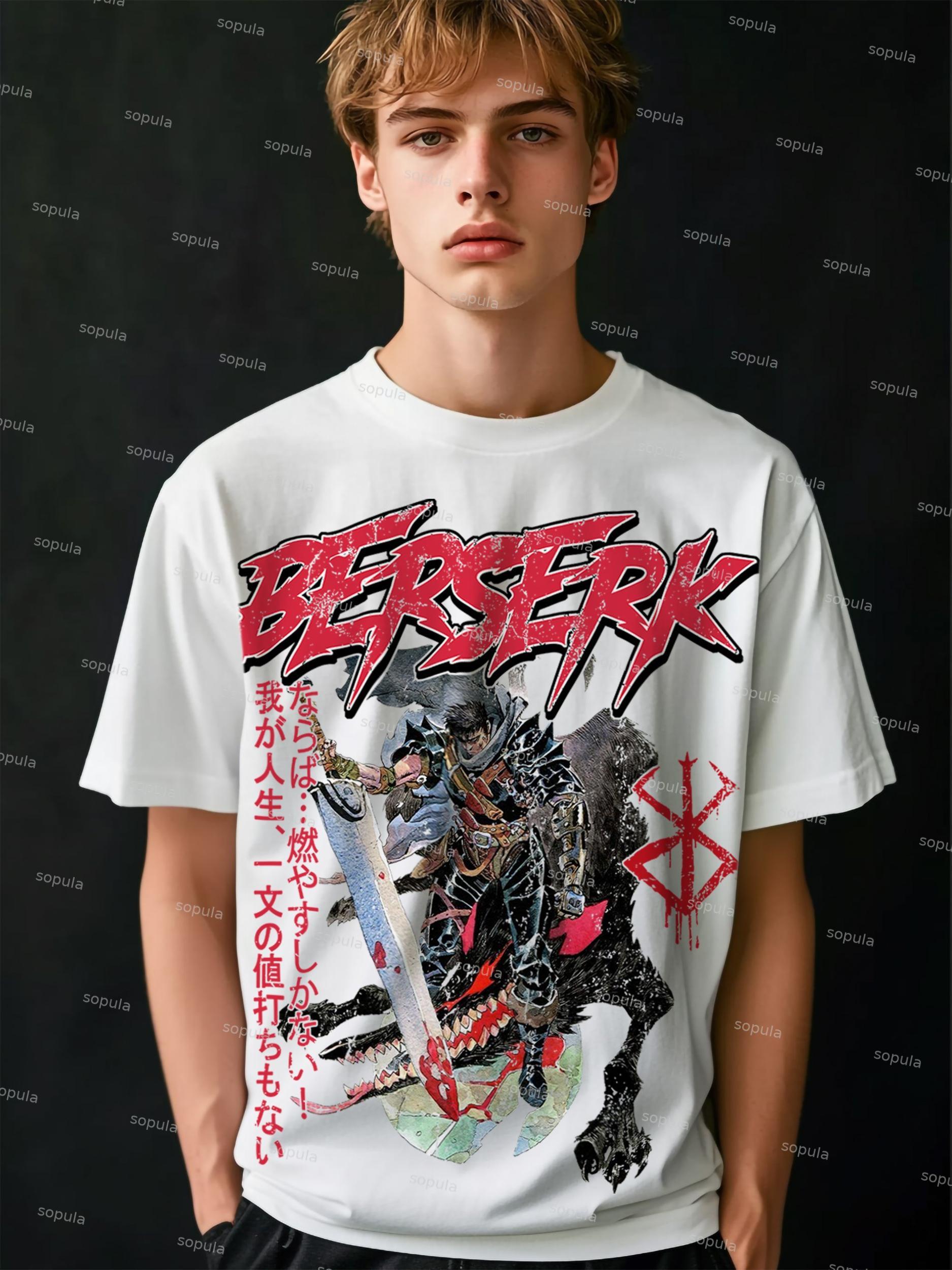 Berserk Manga Print Cotton T-shirt Product Image