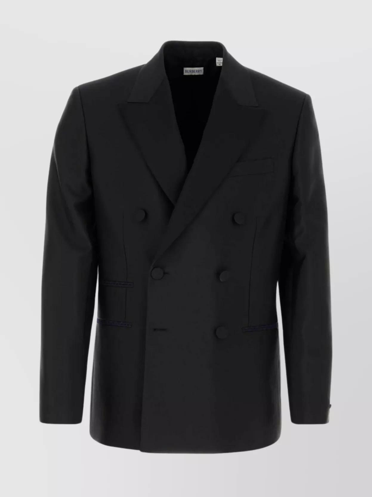 Double Breasted Peak Lapels Blazer In Black Product Image