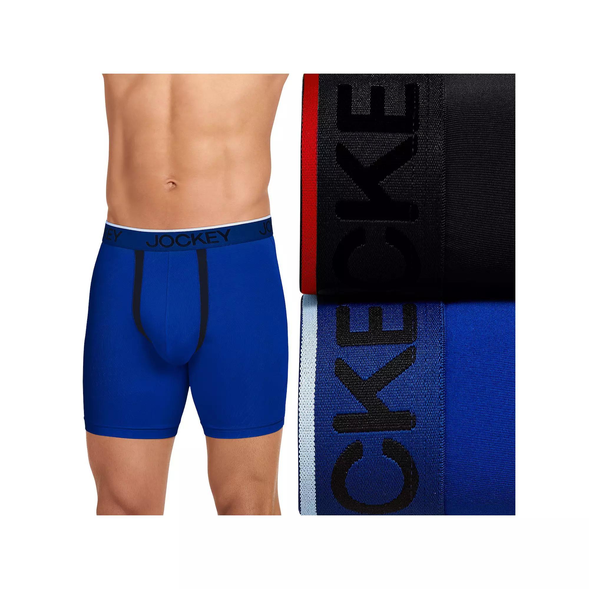 Big & Tall Jockey® 2-pack Chafe Proof Pouch Microfiber Boxer Briefs, Men's, Size: 4XL, Blue Jack Black Product Image