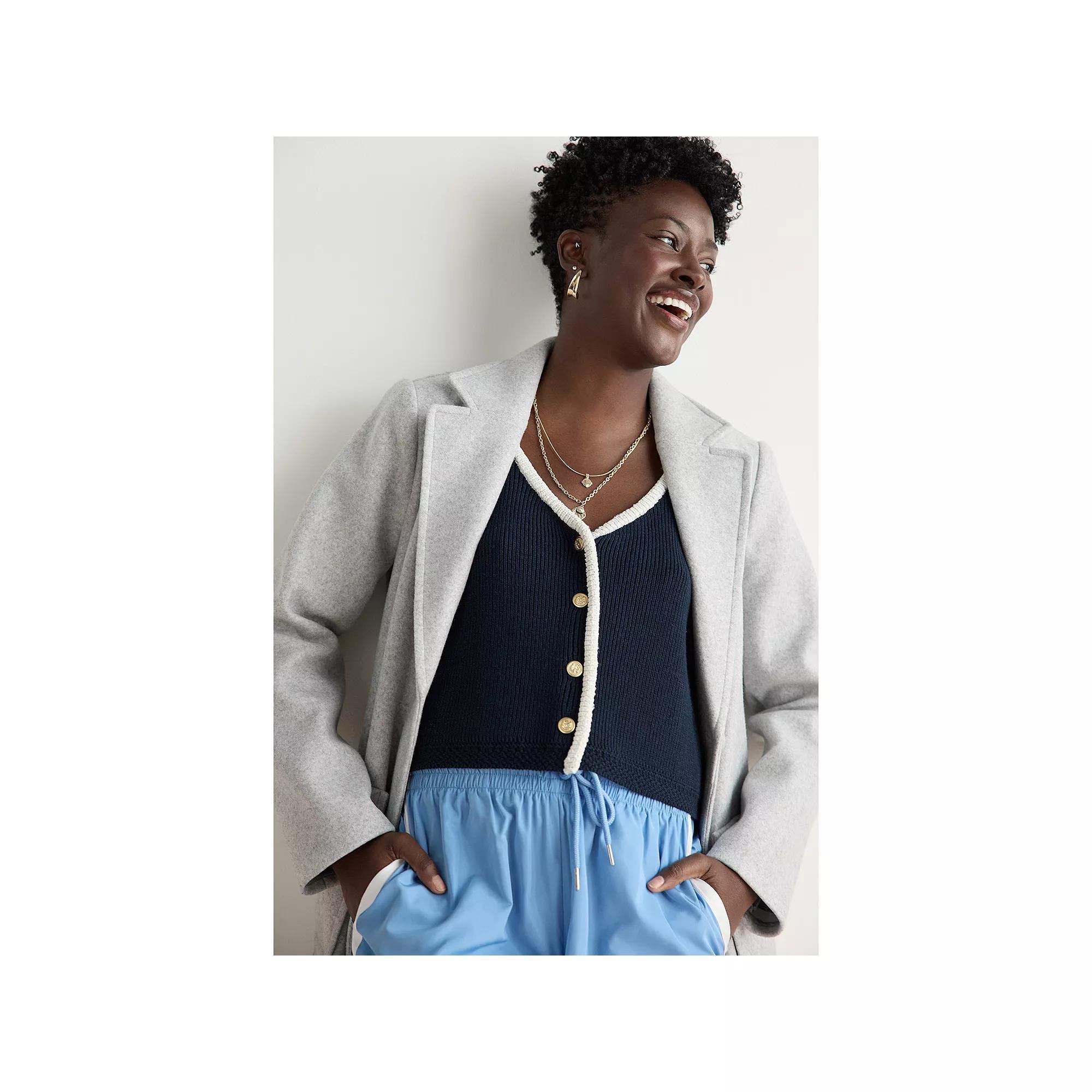 Women's LC Lauren Conrad V-Neck Cropped Sweater Vest, Size: Small, Blue Water Product Image