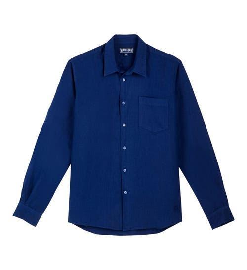 Mens Long-Sleeve Linen Shirt Product Image
