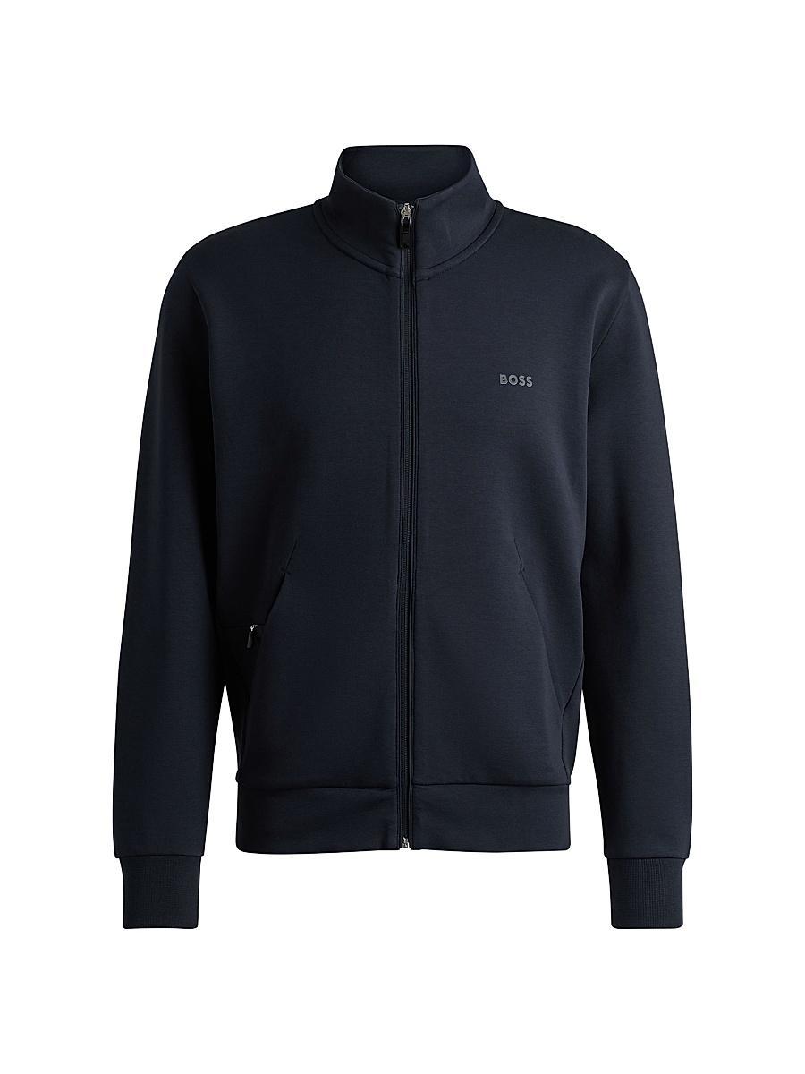 Mens Stretch-Cotton Zip-Up Sweatshirt with Logo Print Product Image