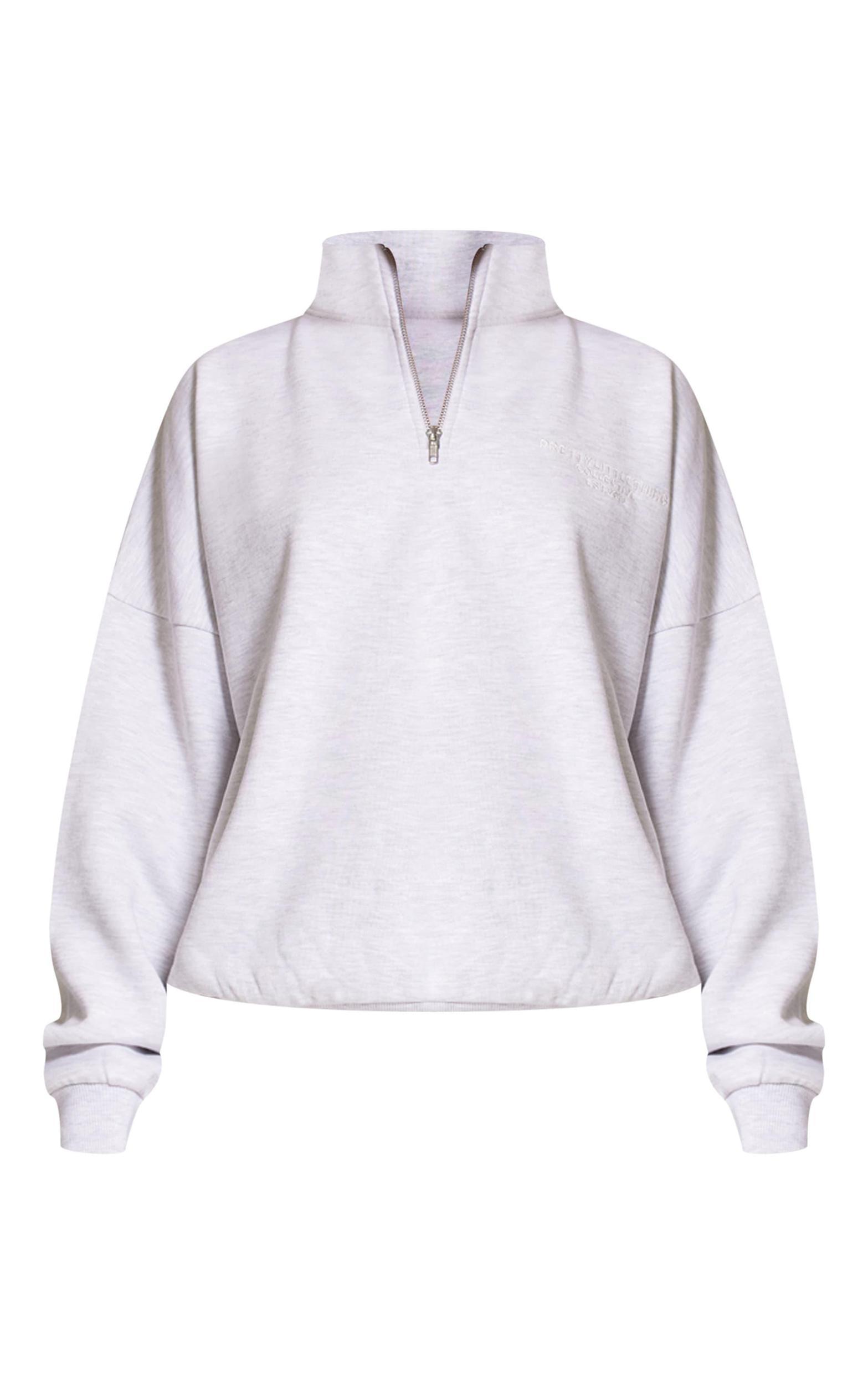 Ash Grey Premium High Neck Quarter Zip Oversized Sweatshirt Product Image
