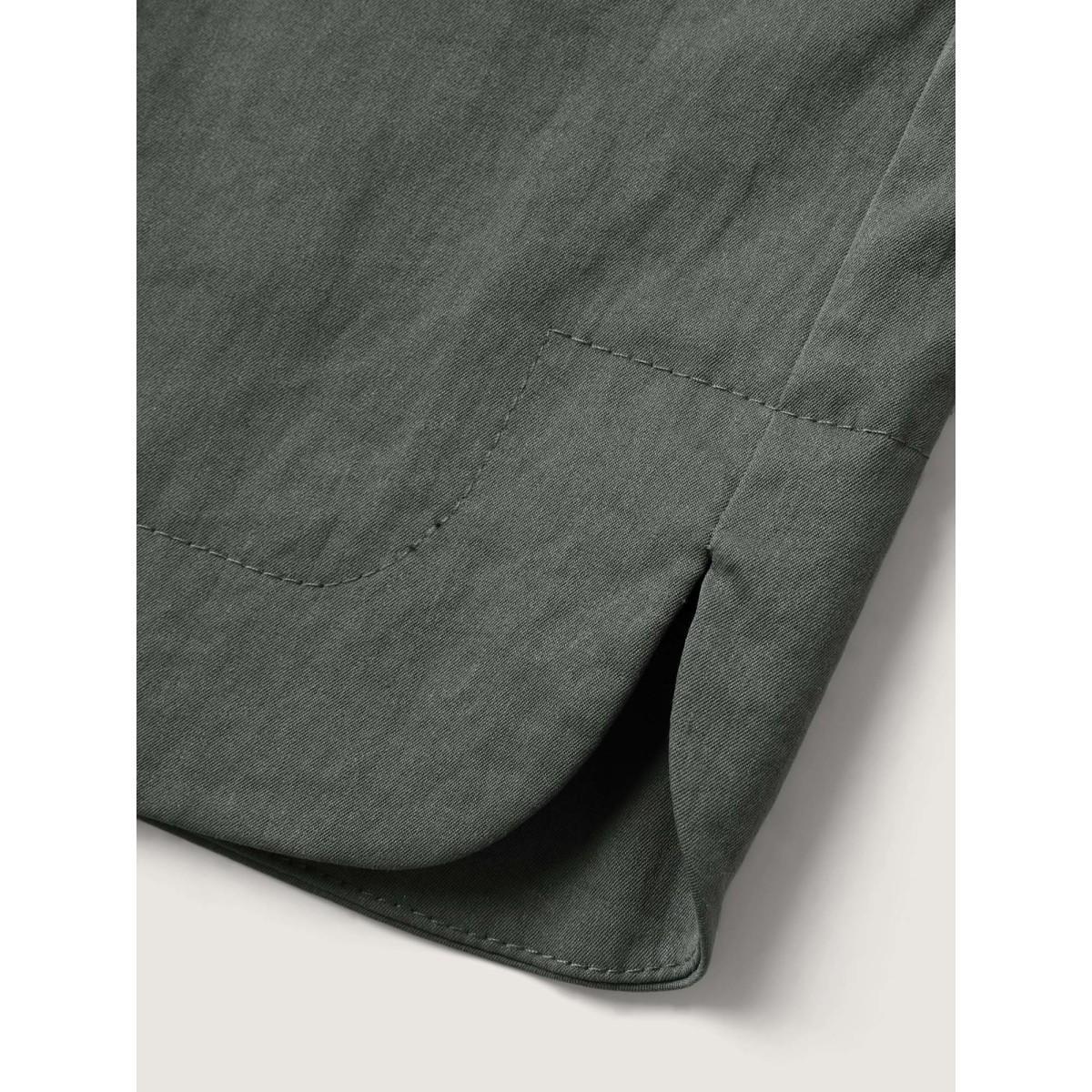Plus Size Waist-Tie Solid Wide-Leg Shorts Women ArmyGreen Casual Drawstring Wide Leg Everyday-Casual Shorts BloomChic 12/L Product Image